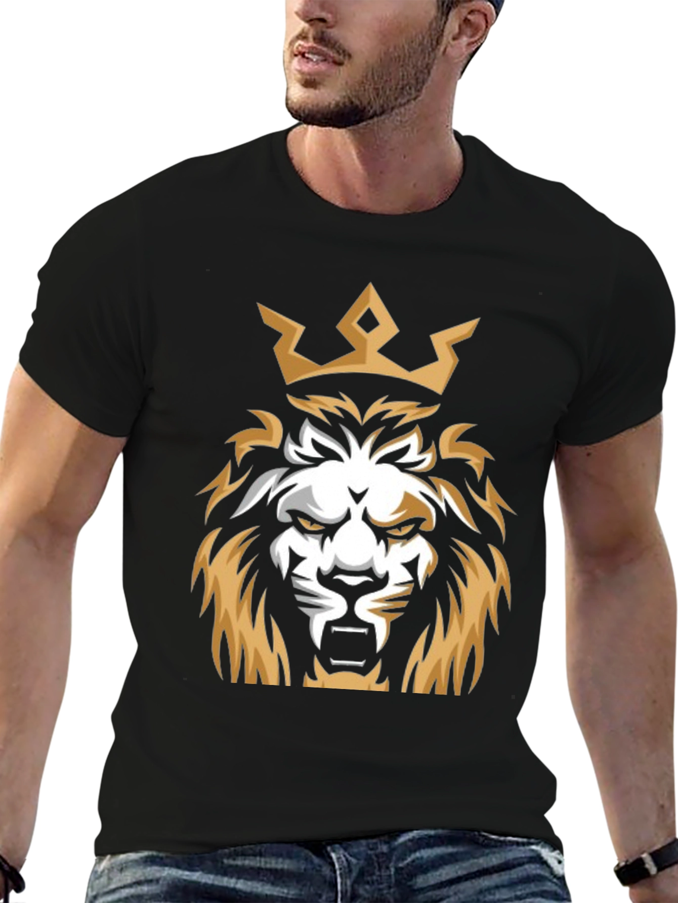 King Lion Graphic T-Shirt - Black Cotton Tee