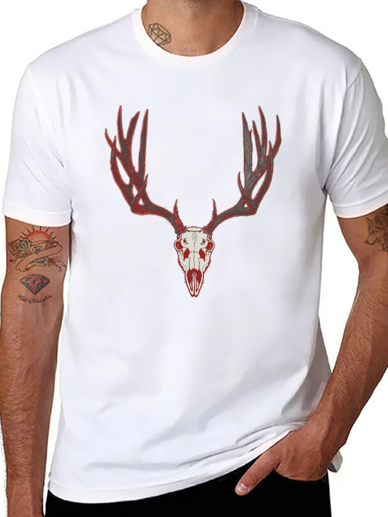 Deer Skull Graphic Tee - Mens Black T-Shirt