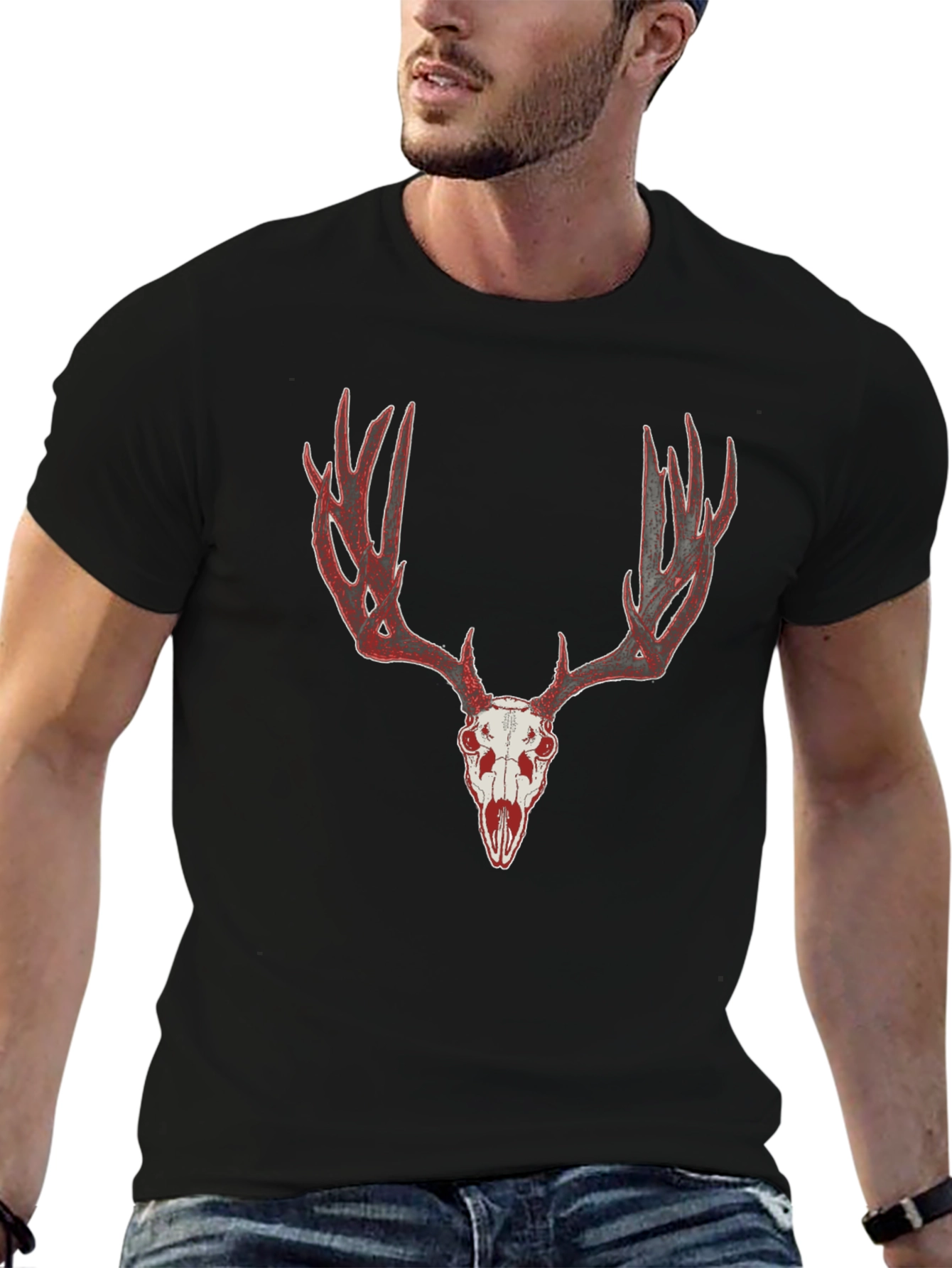 Deer Skull Graphic Tee - Mens Black T-Shirt