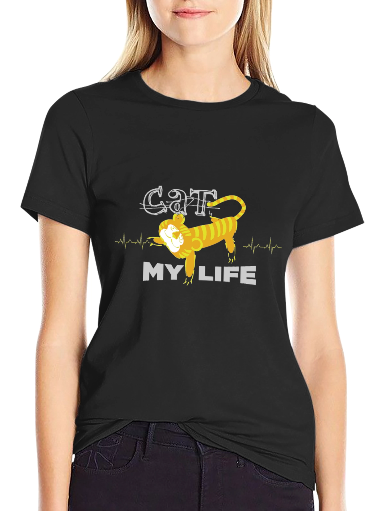 Cat My Life Graphic Tee - Mens Black T-Shirt