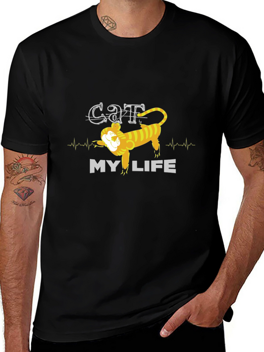 Cat My Life Graphic Tee - Mens Black T-Shirt