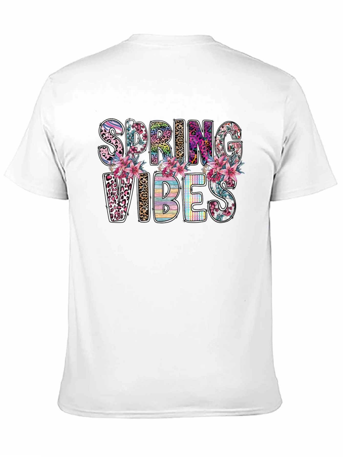 Spring Vibes Floral Graphic Tee - Black