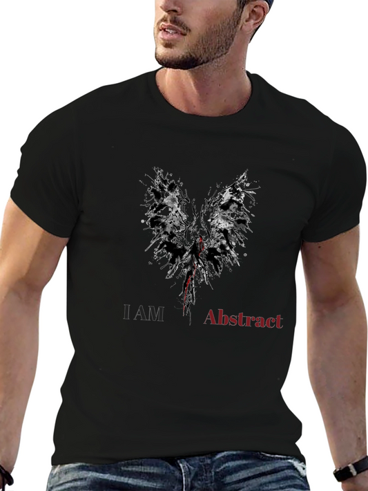 Abstract Wings Mens Black Graphic T-Shirt