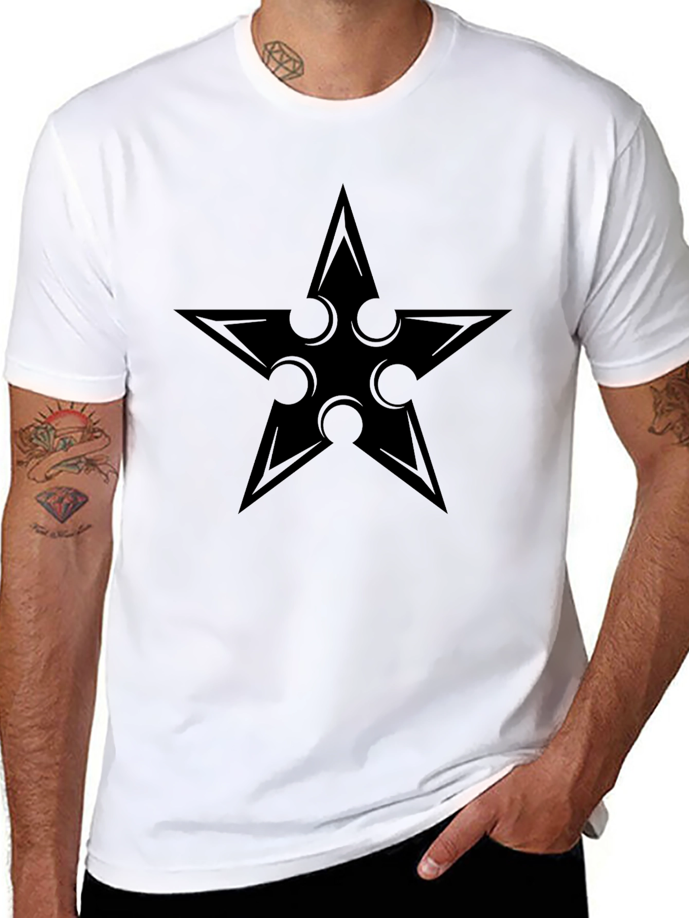 Star Logo Graphic Tee - Classic Black Cotton