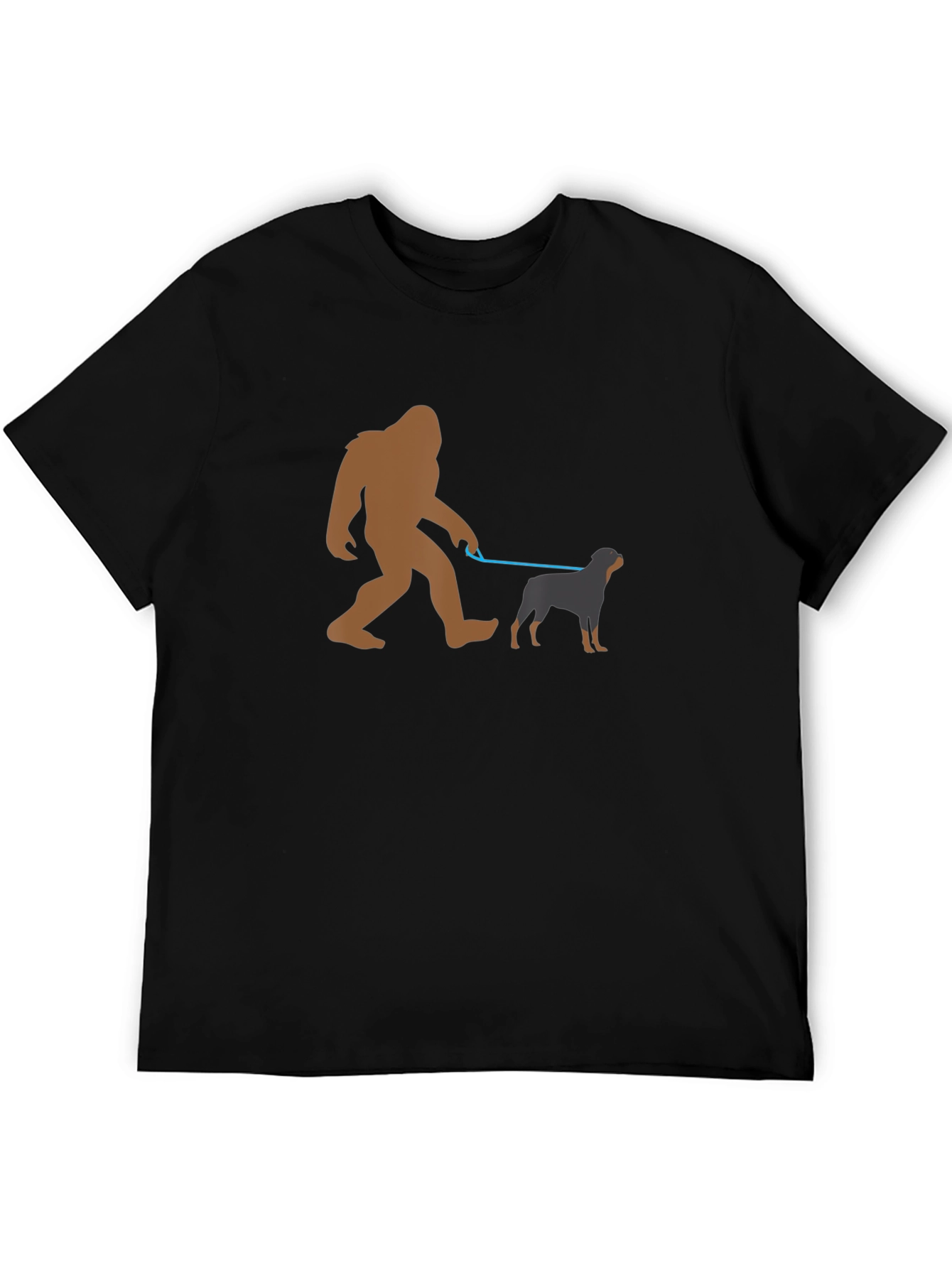 Bigfoot Dog Walker Graphic Tee - Black Cotton T-Shirt