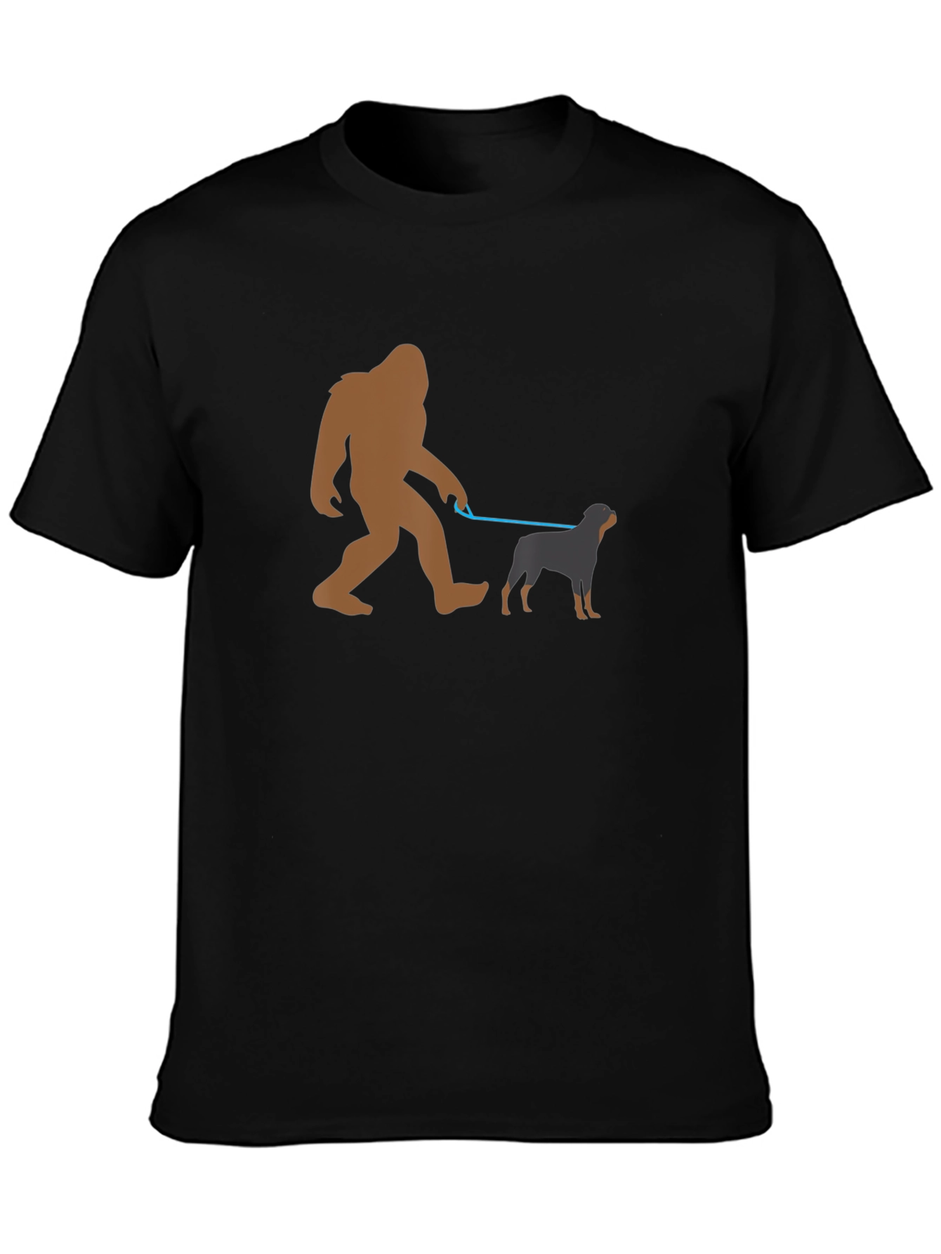 Bigfoot Dog Walker Graphic Tee - Black Cotton T-Shirt