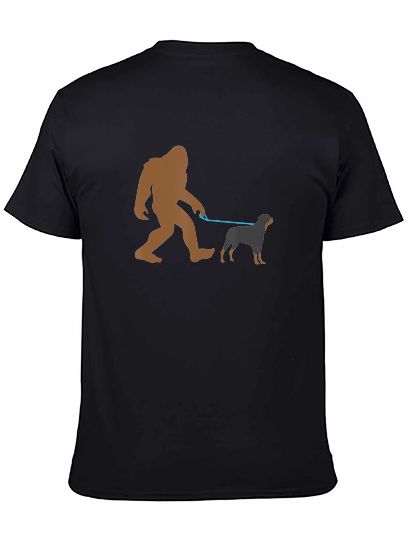 Bigfoot Dog Walker Graphic Tee - Black Cotton T-Shirt