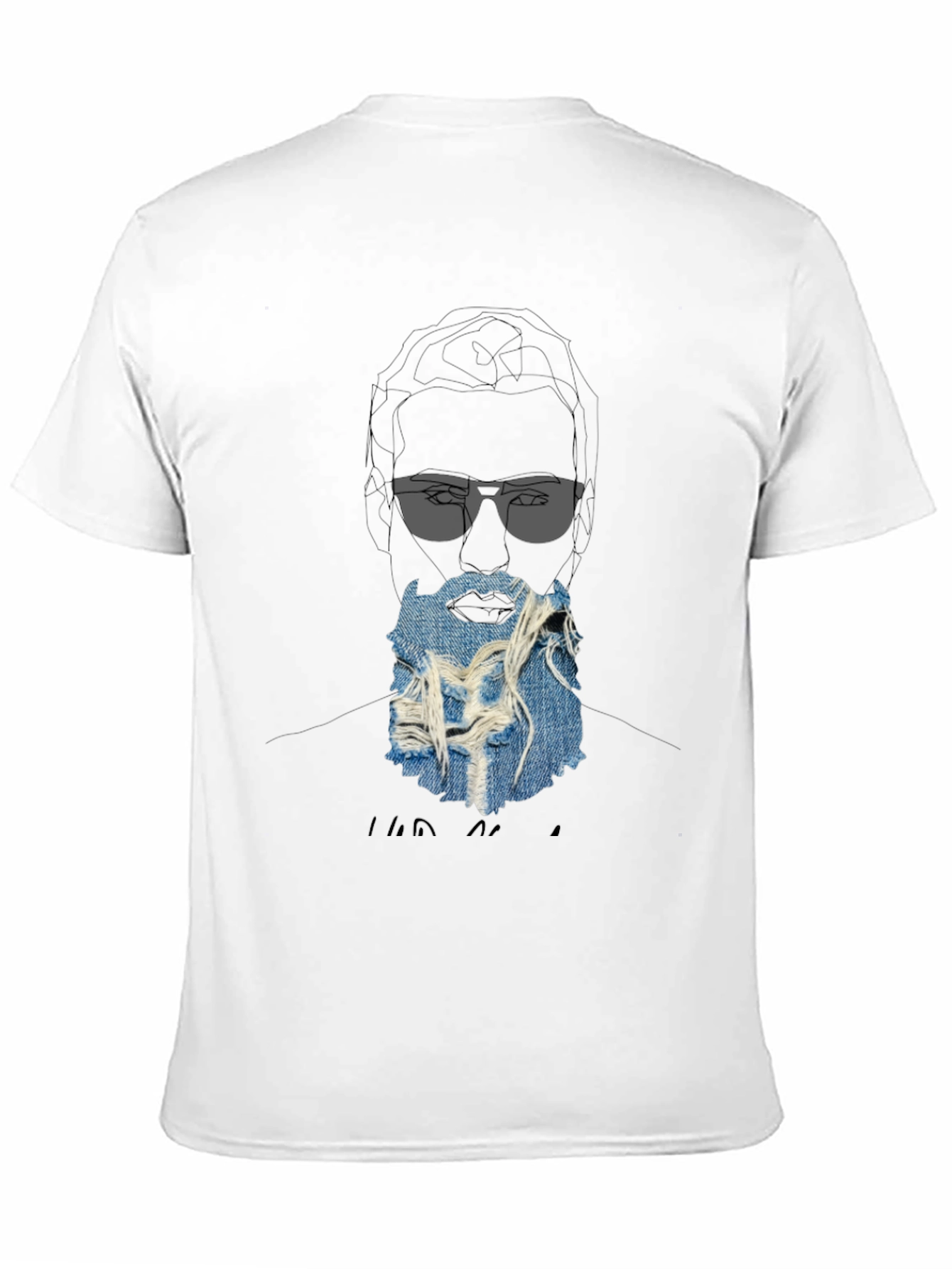 Graphic Print T-Shirt with Denim Beard