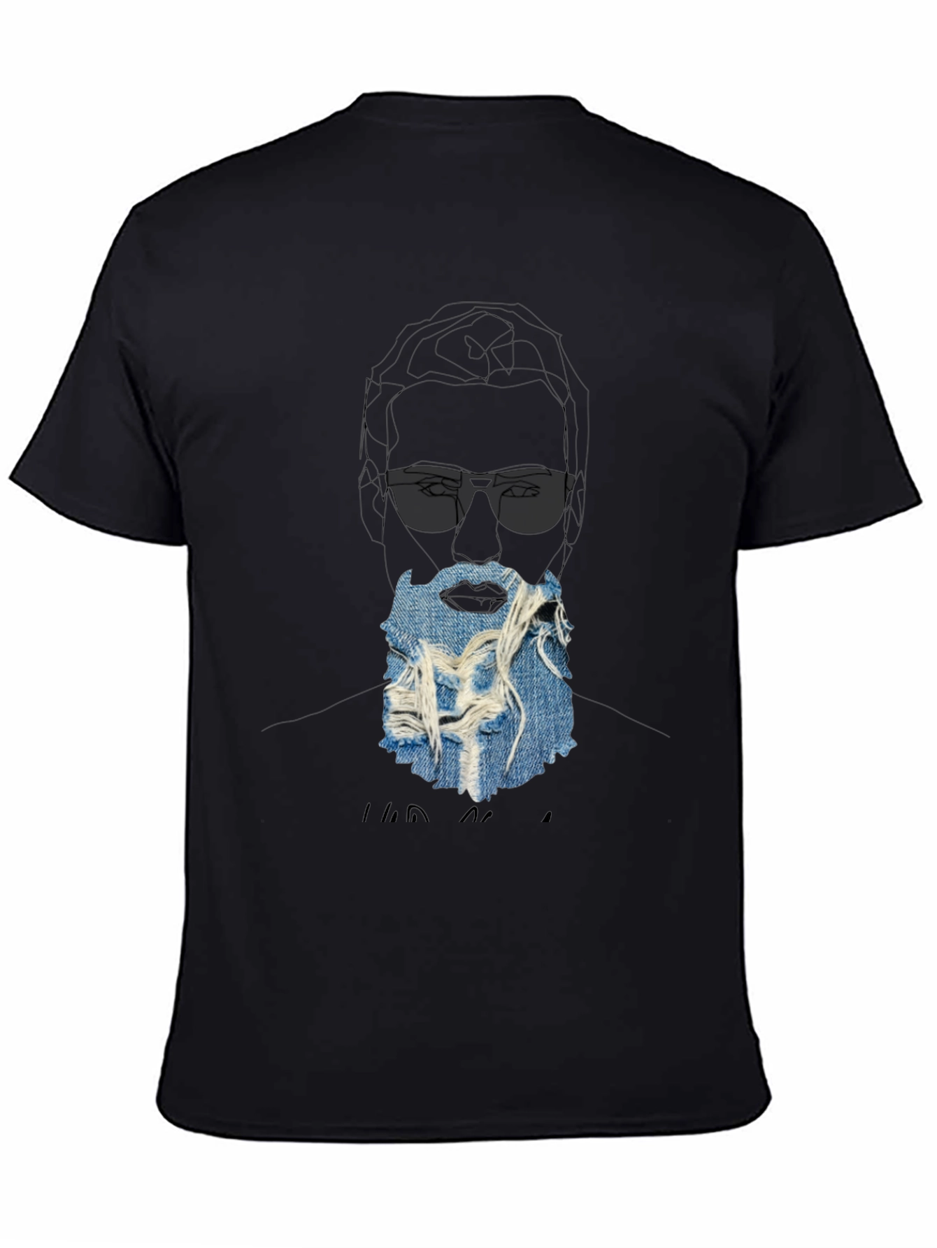 Graphic Print T-Shirt with Denim Beard