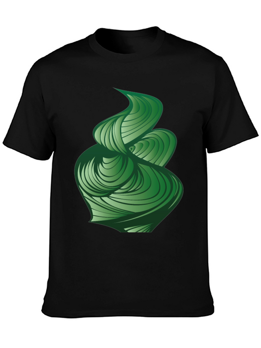 Abstract Green Swirl Graphic Tee - Modern Design
