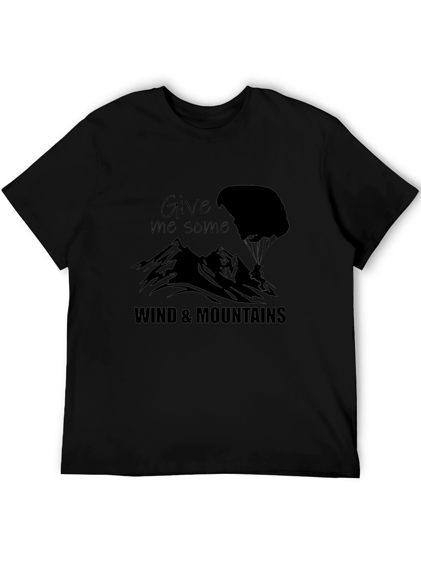Mens Black Wind & Mountains Graphic Tee