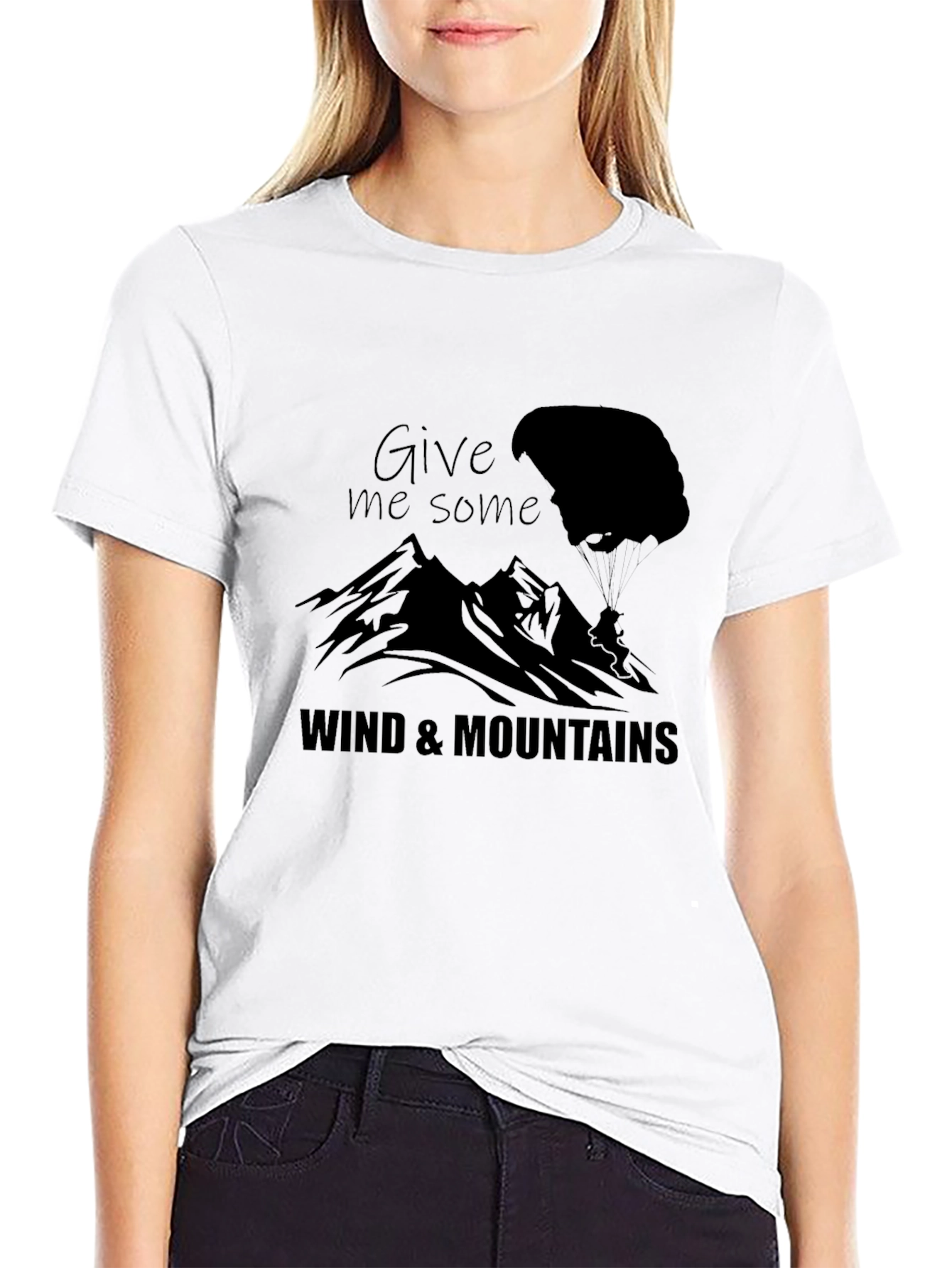 Mens Black Wind & Mountains Graphic Tee