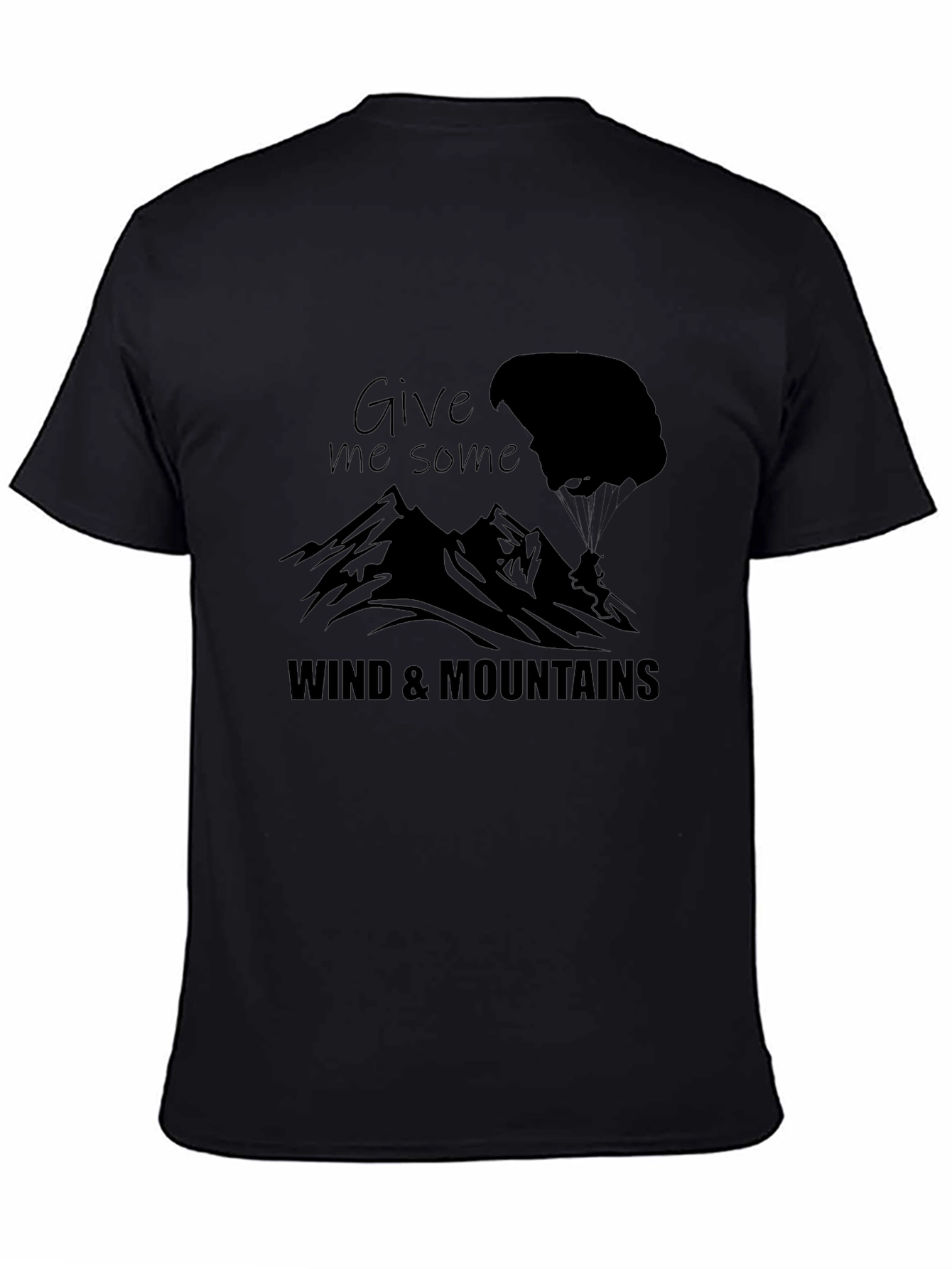 Mens Black Wind & Mountains Graphic Tee