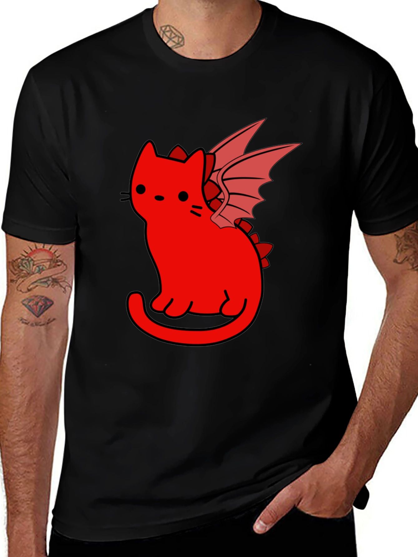 Dragon Cat T-Shirt - Black Unique Design