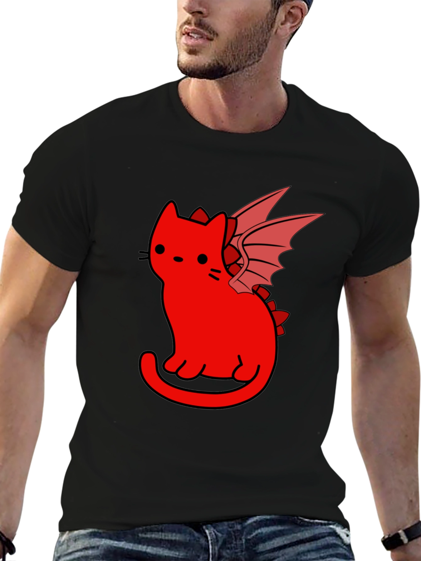Dragon Cat T-Shirt - Black Unique Design