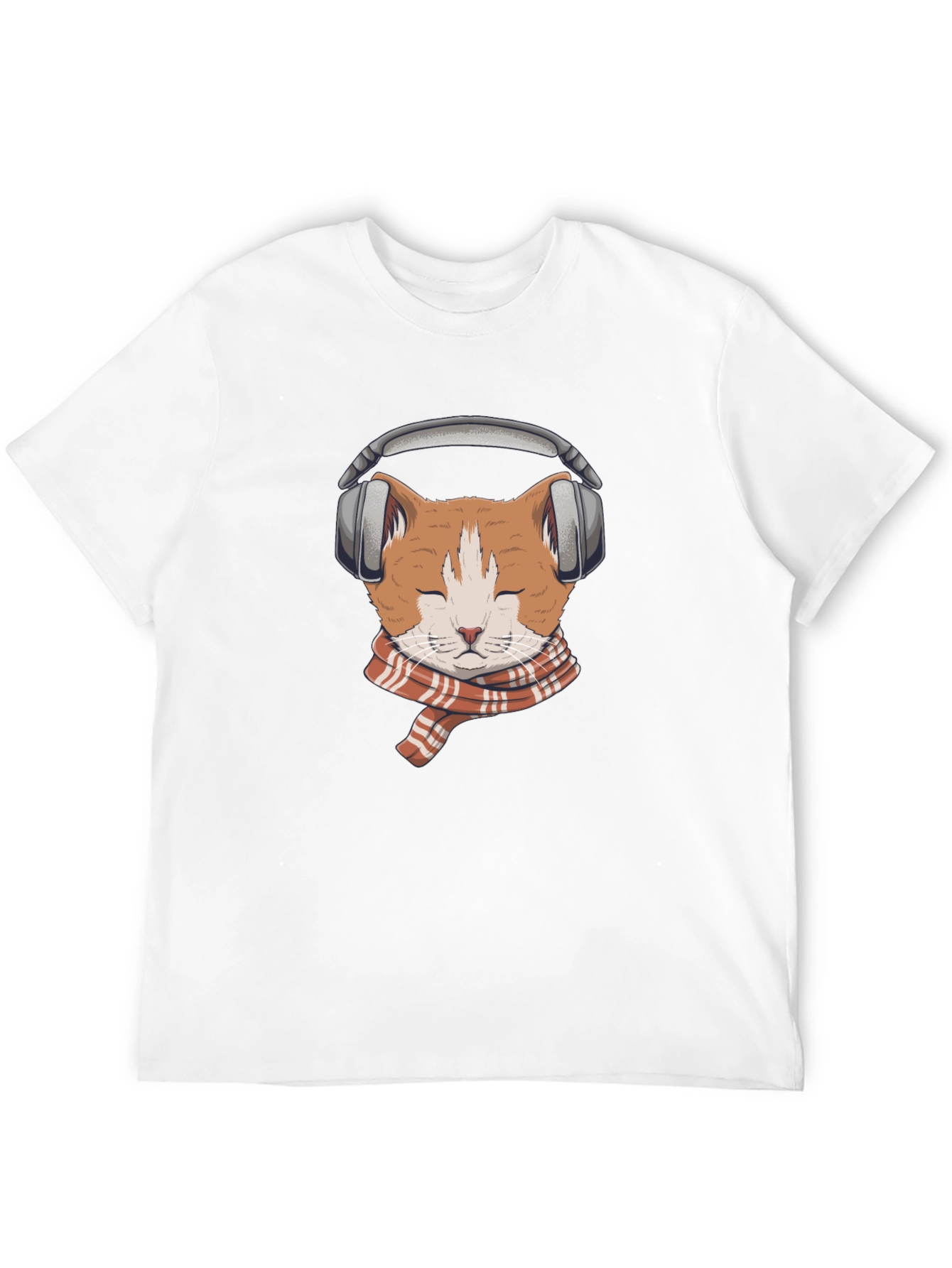 Cat with Headphones Graphic Tee