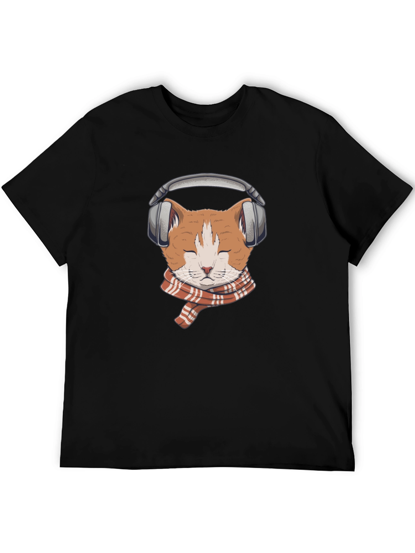Cat with Headphones Graphic Tee
