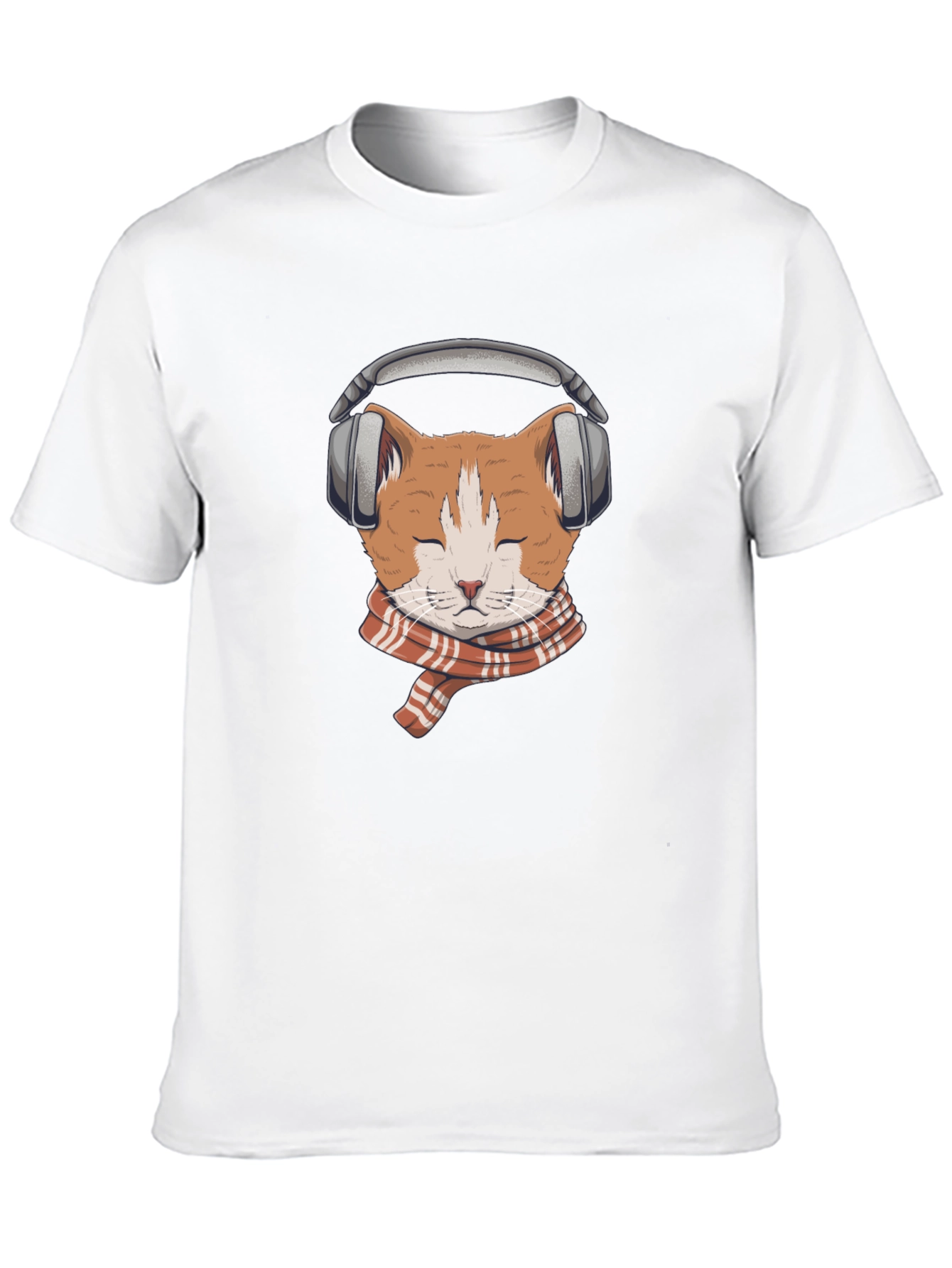 Cat with Headphones Graphic Tee