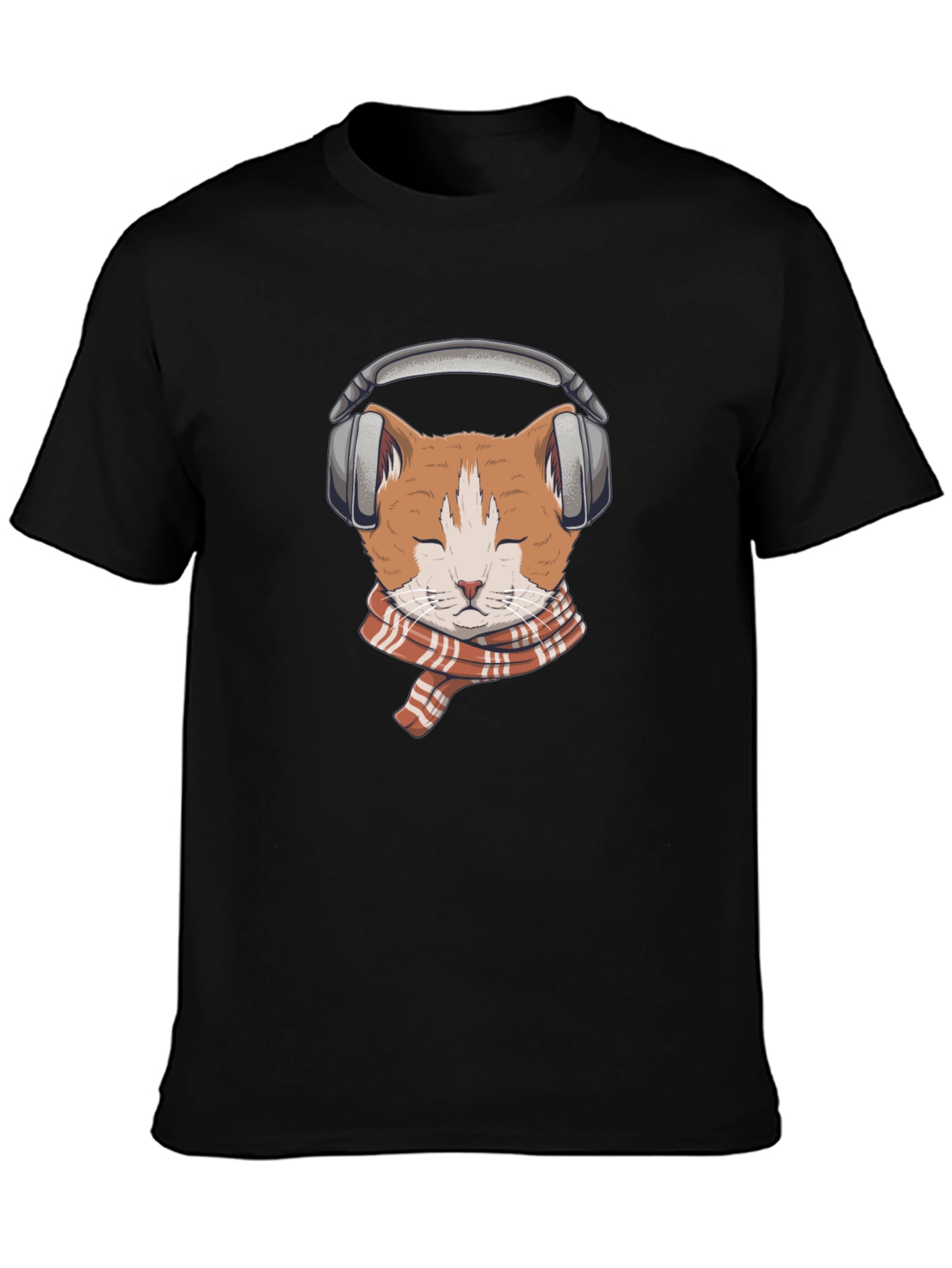 Cat with Headphones Graphic Tee