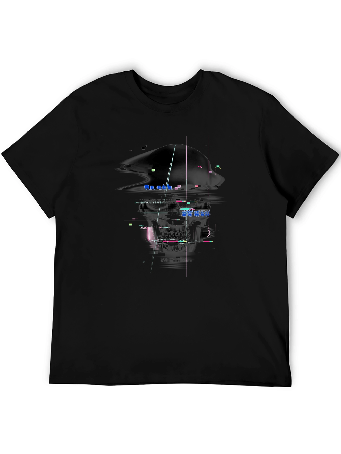 Glitch Art Graphic Tee - Unique Design Black T-Shirt