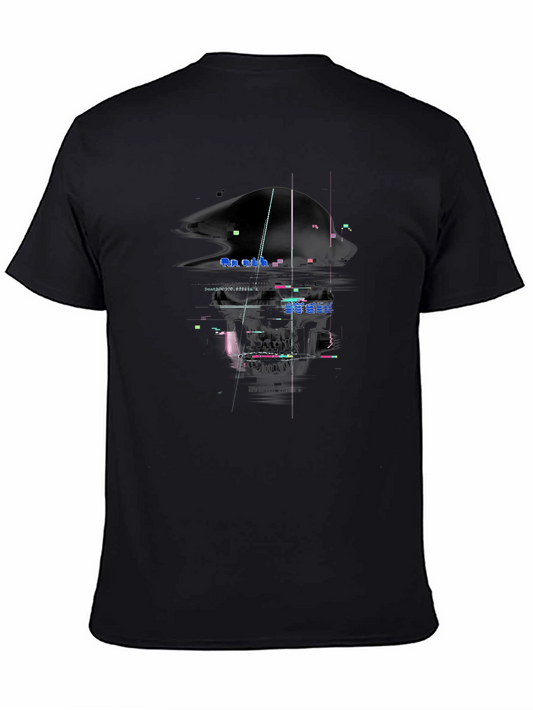 Glitch Art Graphic Tee - Unique Design Black T-Shirt