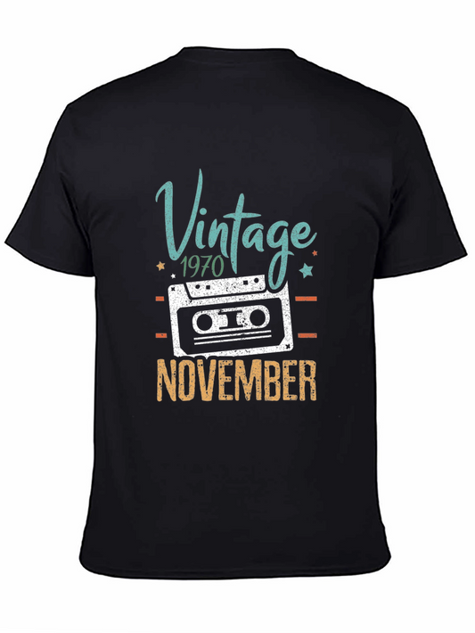 Vintage 1970 November Cassette Tape Birthday T-Shirt