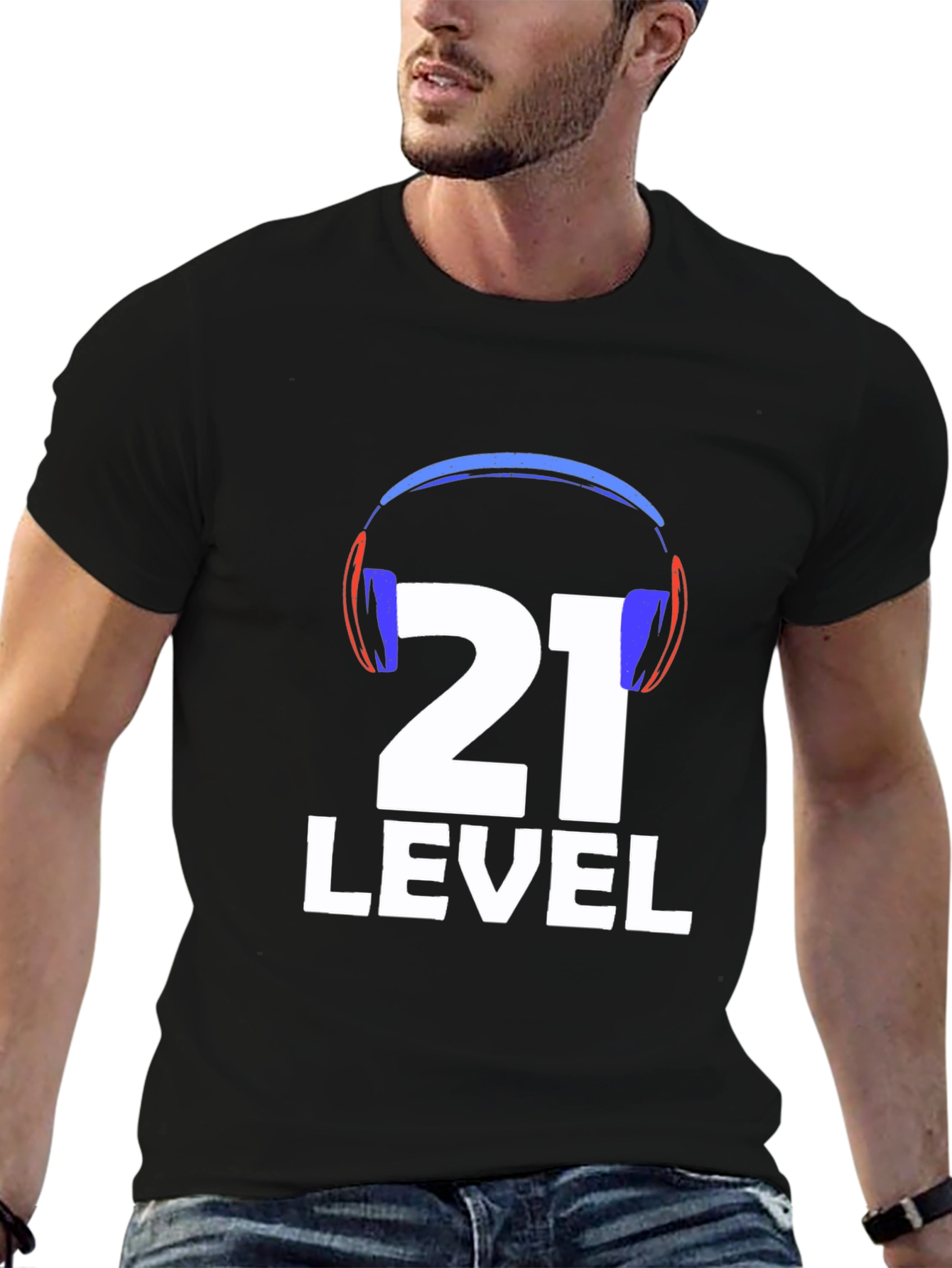 Level 21 Gamer T-Shirt - Black Cotton Blend