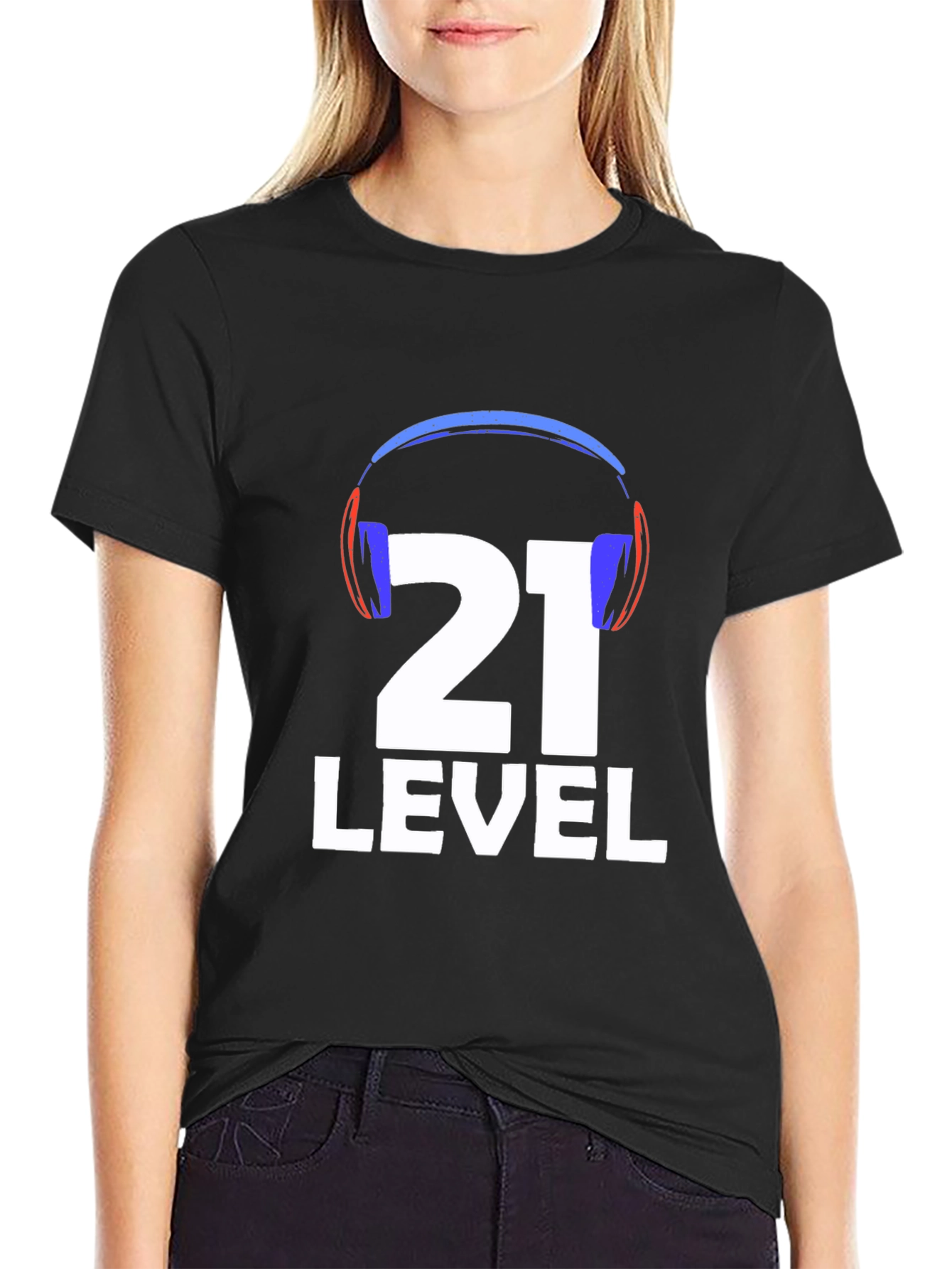 Level 21 Gamer T-Shirt - Black Cotton Blend