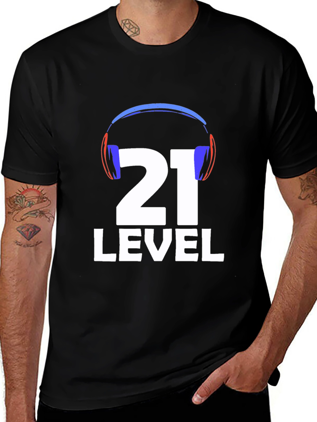 Level 21 Gamer T-Shirt - Black Cotton Blend