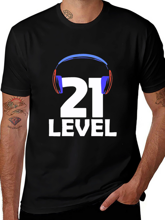Level 21 Gamer T-Shirt - Black Cotton Blend