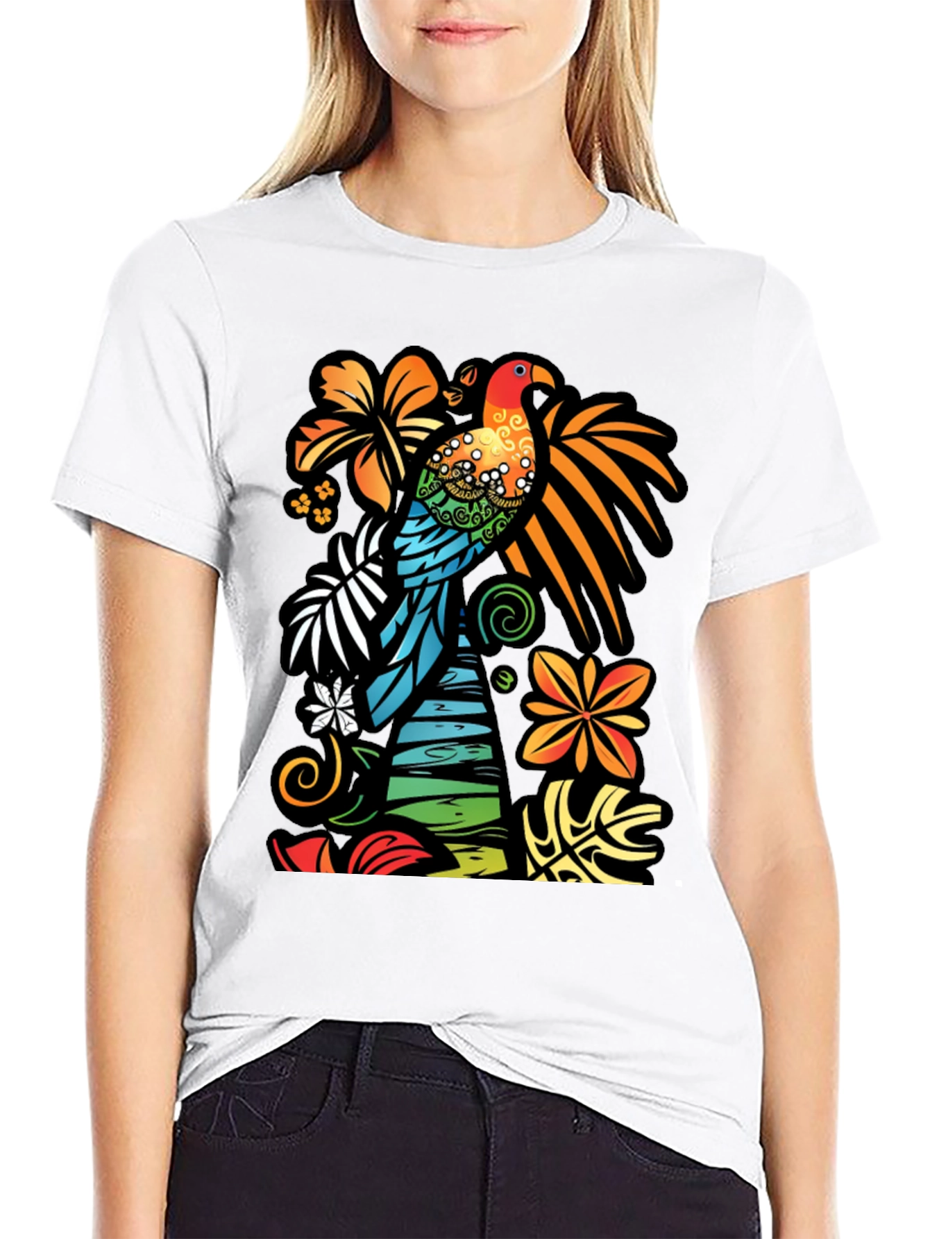 Tropical Parrot Graphic T-Shirt
