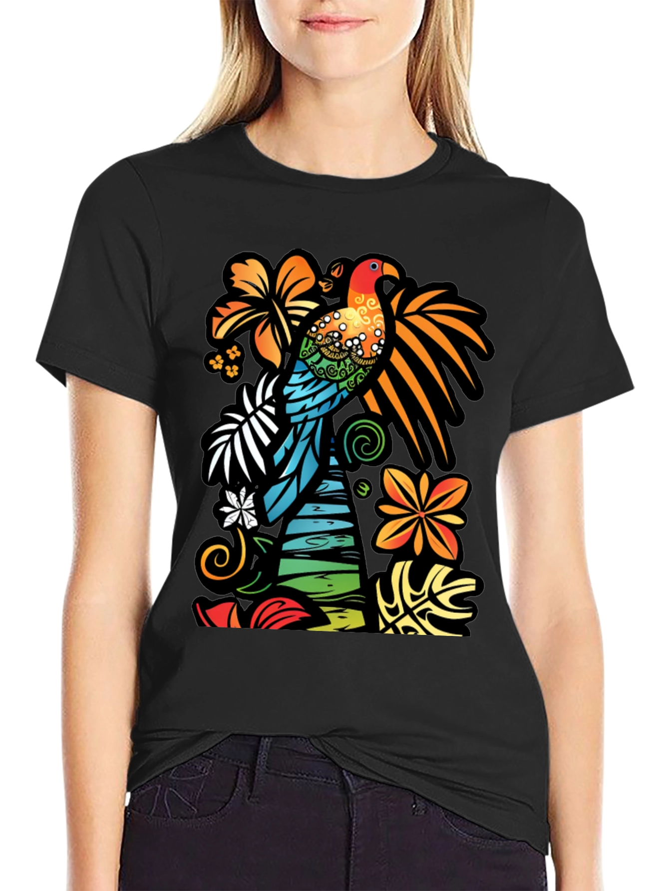 Tropical Parrot Graphic T-Shirt