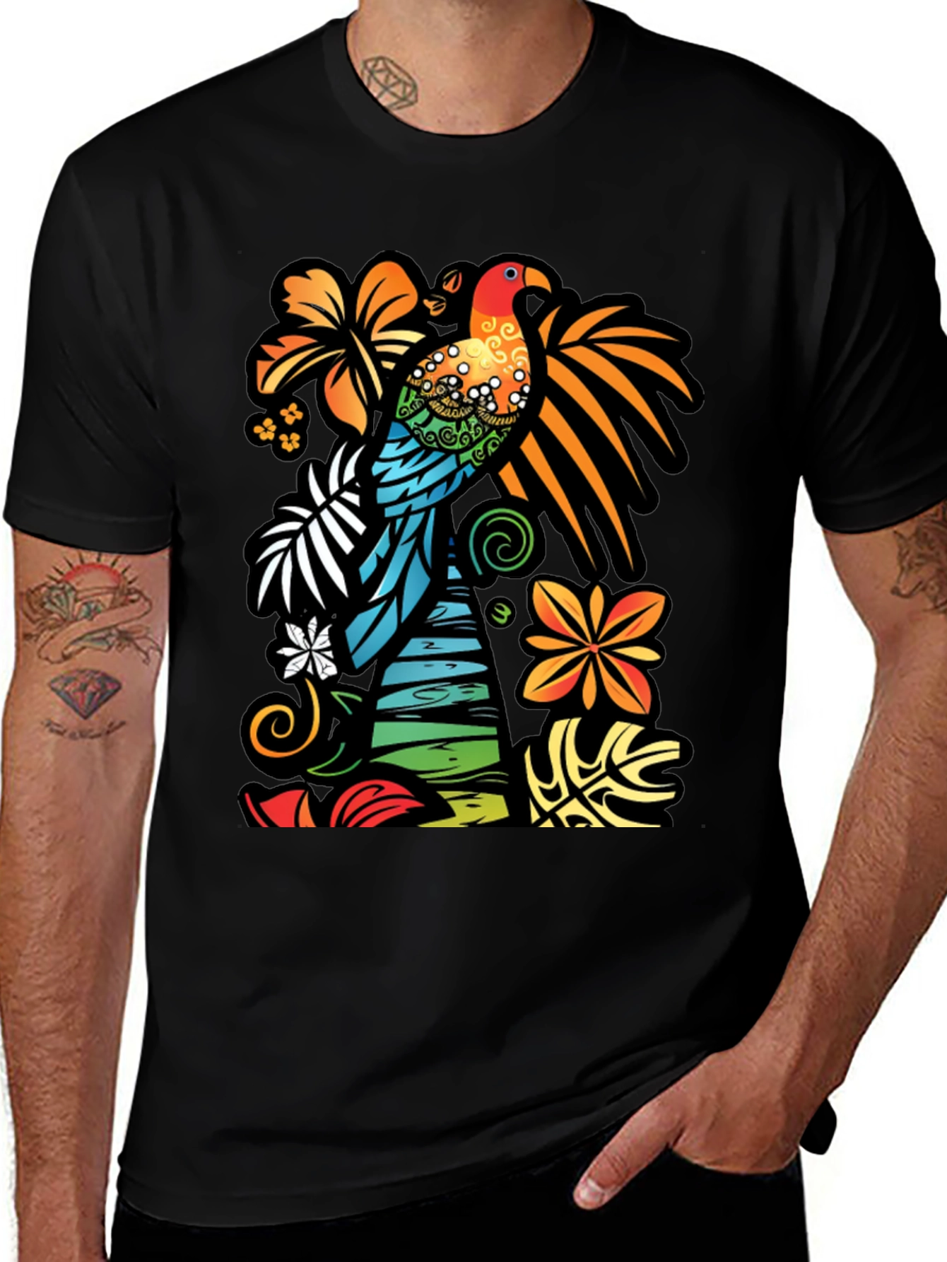 Tropical Parrot Graphic T-Shirt