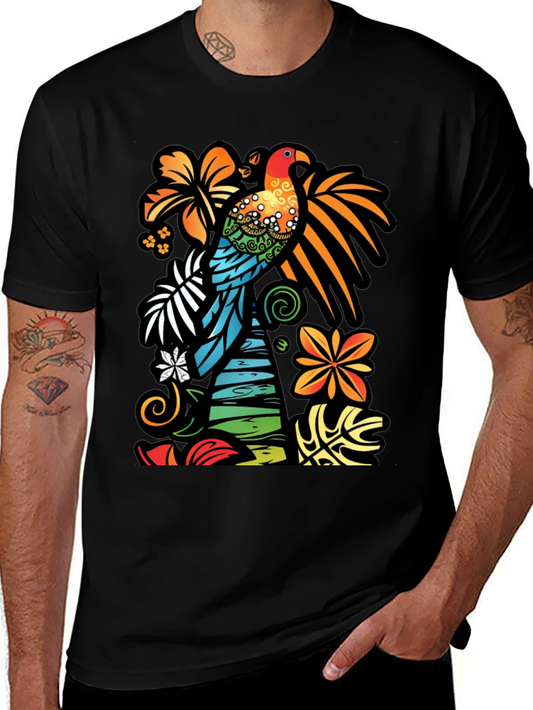 Tropical Parrot Graphic T-Shirt
