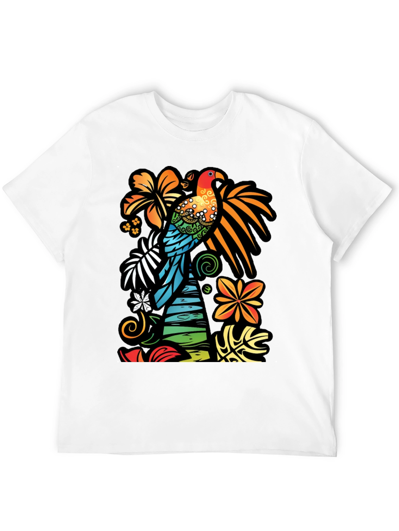 Tropical Parrot Graphic T-Shirt