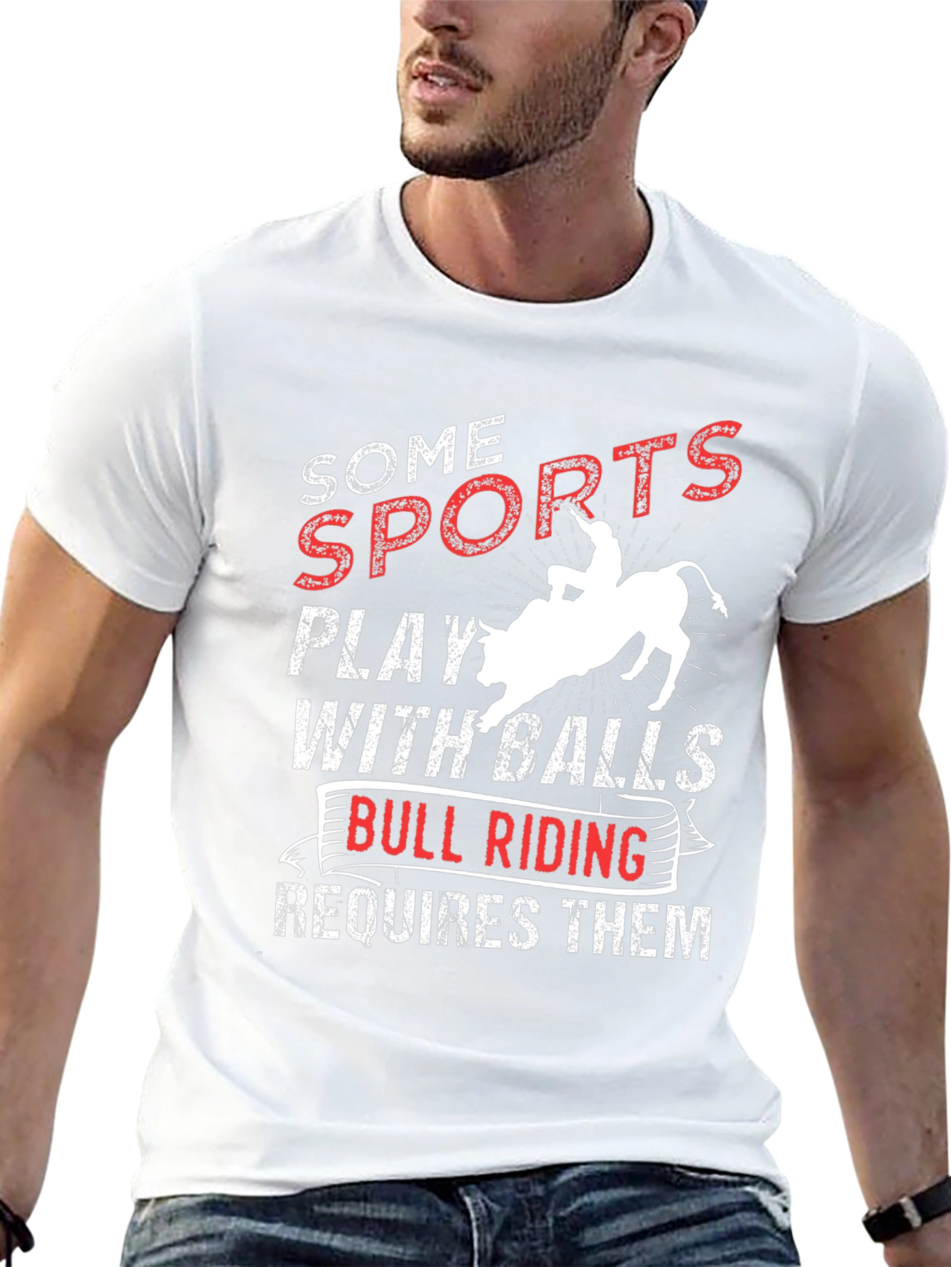 Funny Bull Riding T-Shirt: Some Sports Require Balls