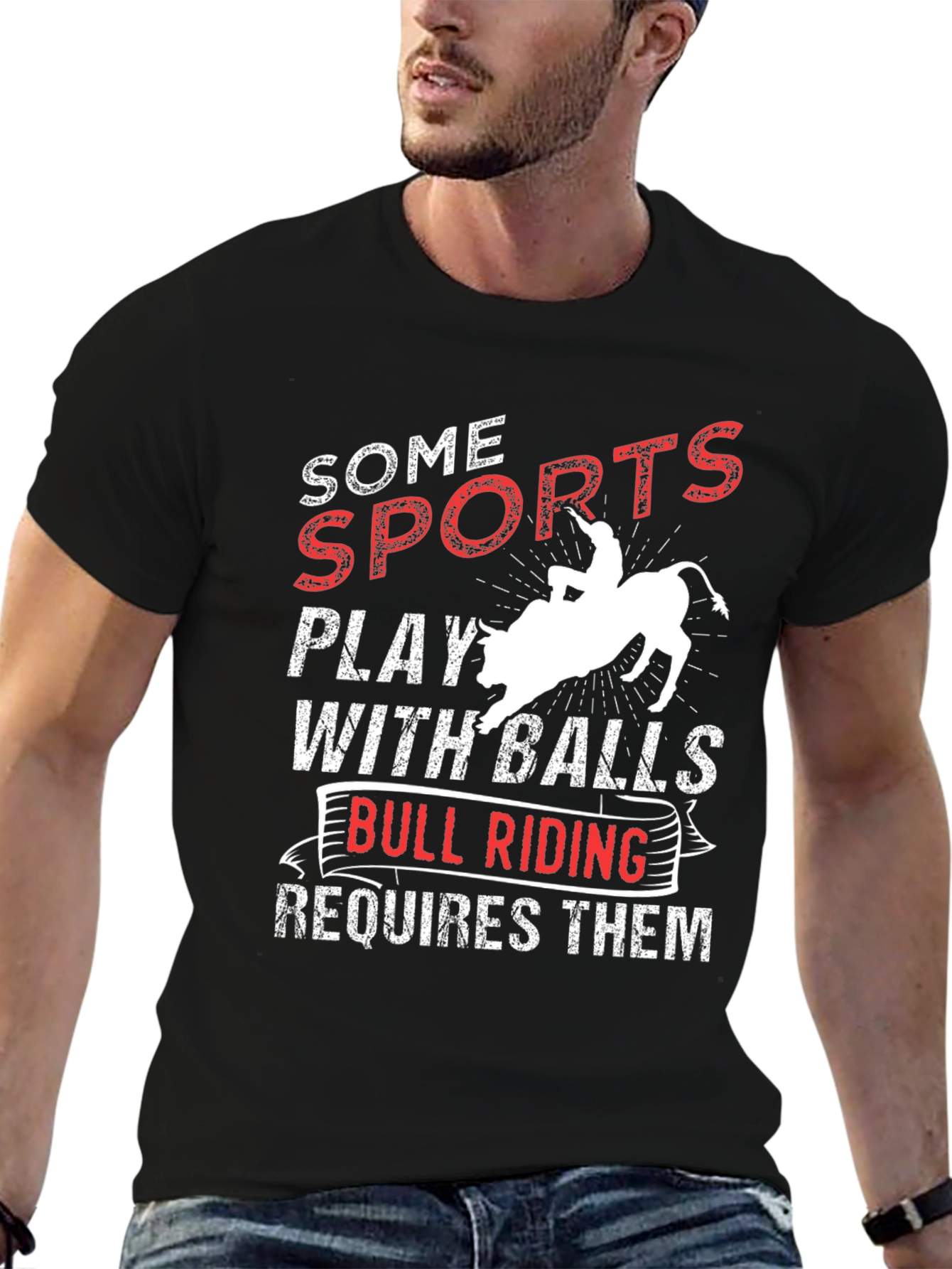 Funny Bull Riding T-Shirt: Some Sports Require Balls