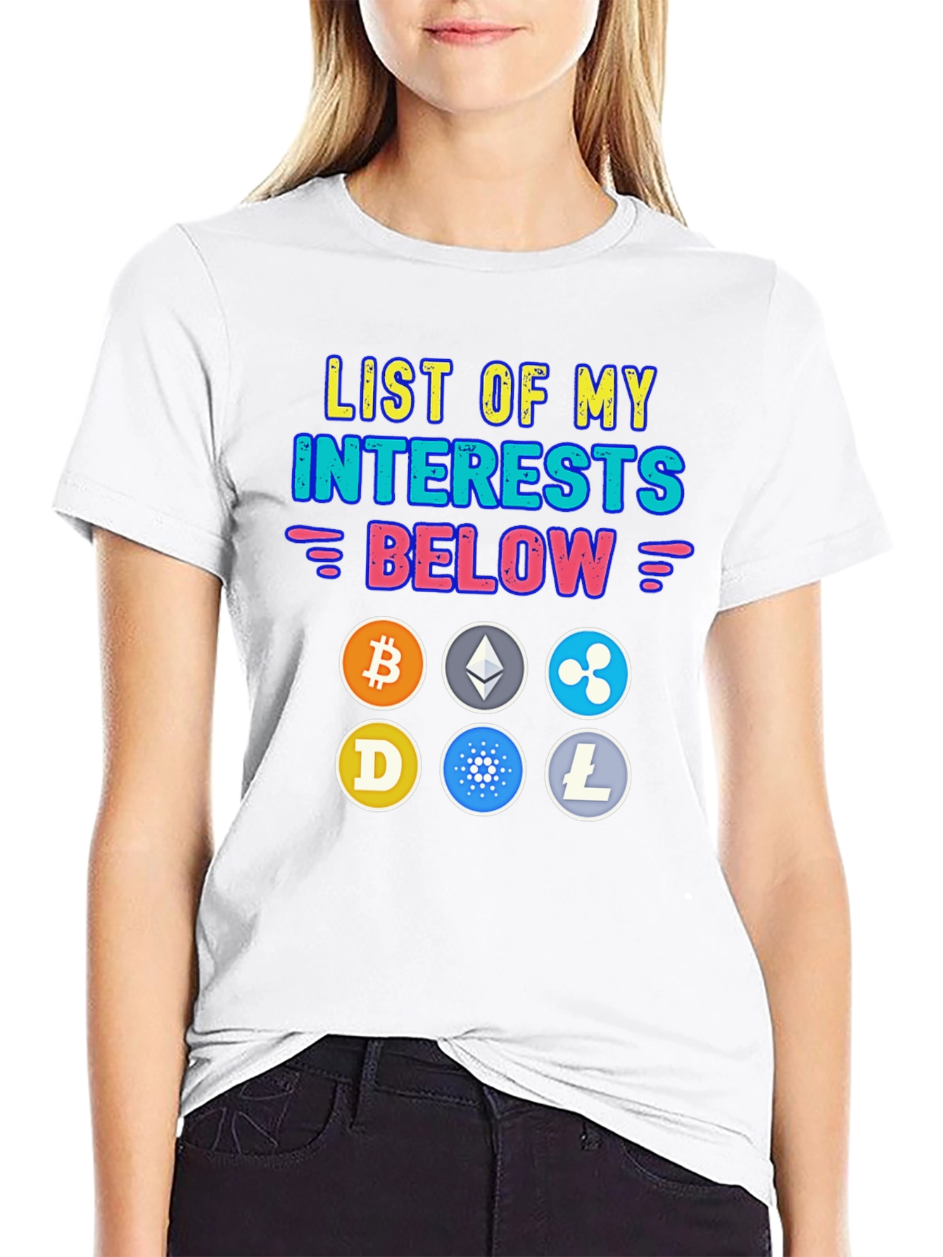 Crypto Interests T-Shirt - Bitcoin Ethereum Cryptocurrency Tee