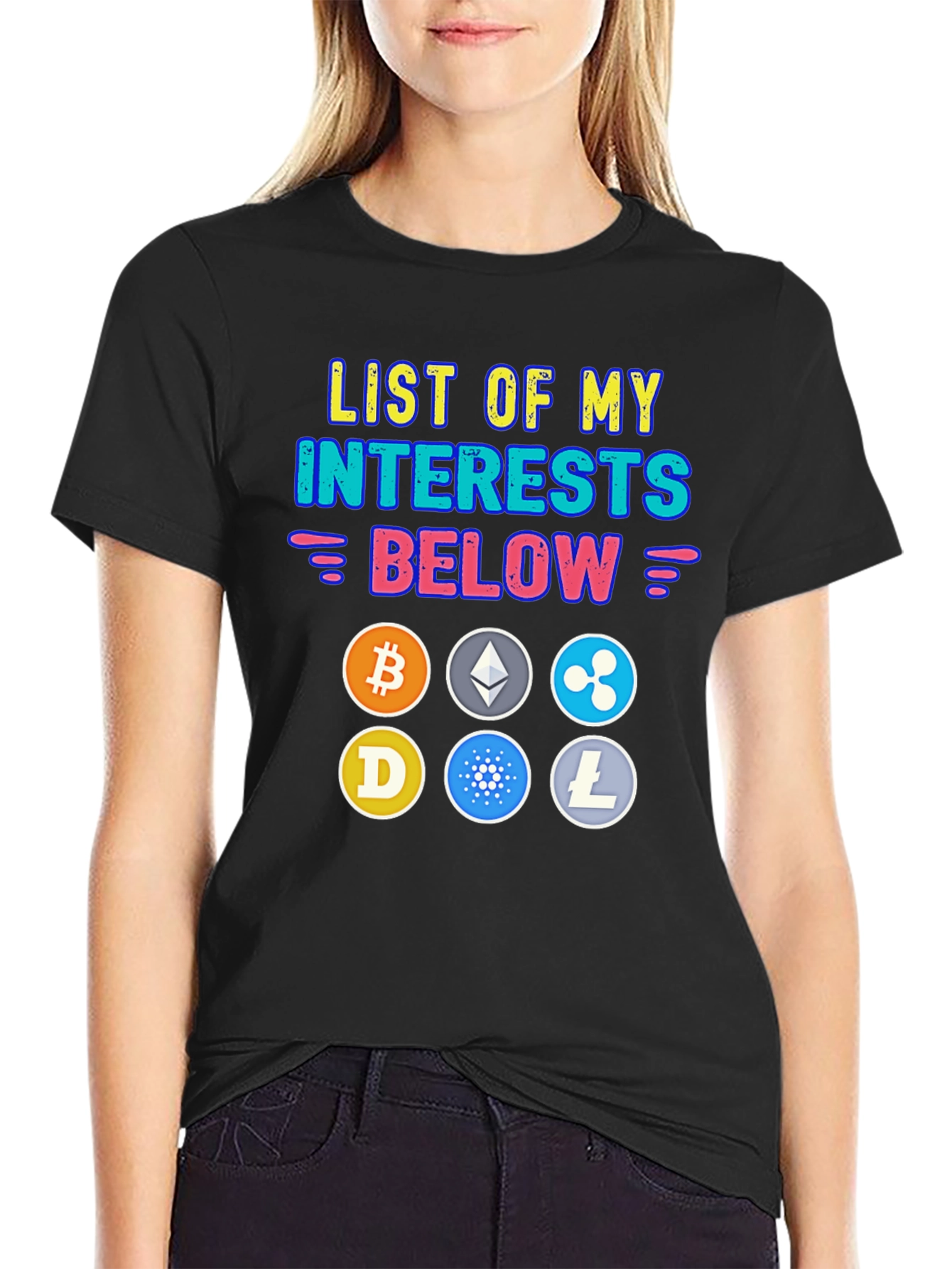 Crypto Interests T-Shirt - Bitcoin Ethereum Cryptocurrency Tee