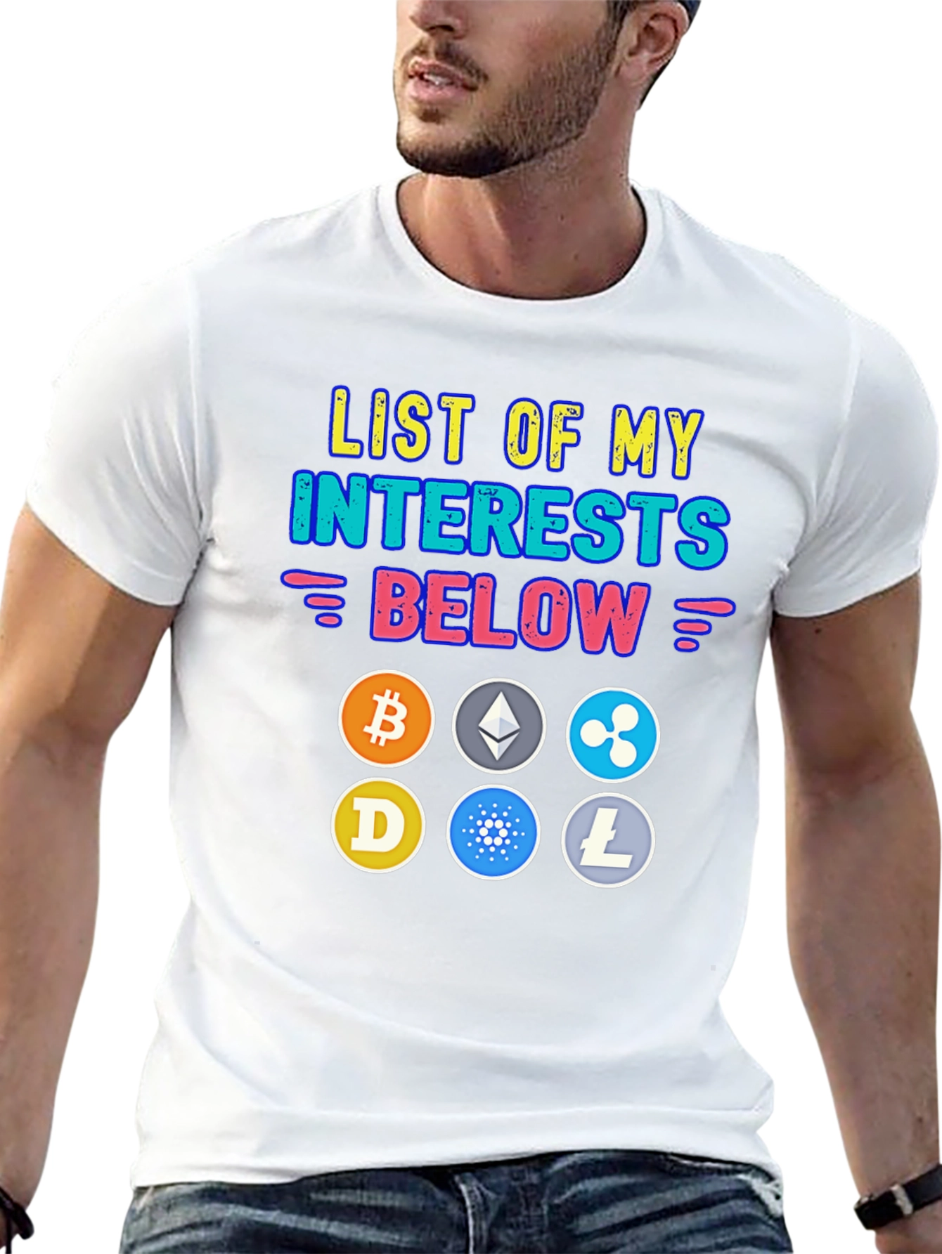 Crypto Interests T-Shirt - Bitcoin Ethereum Cryptocurrency Tee
