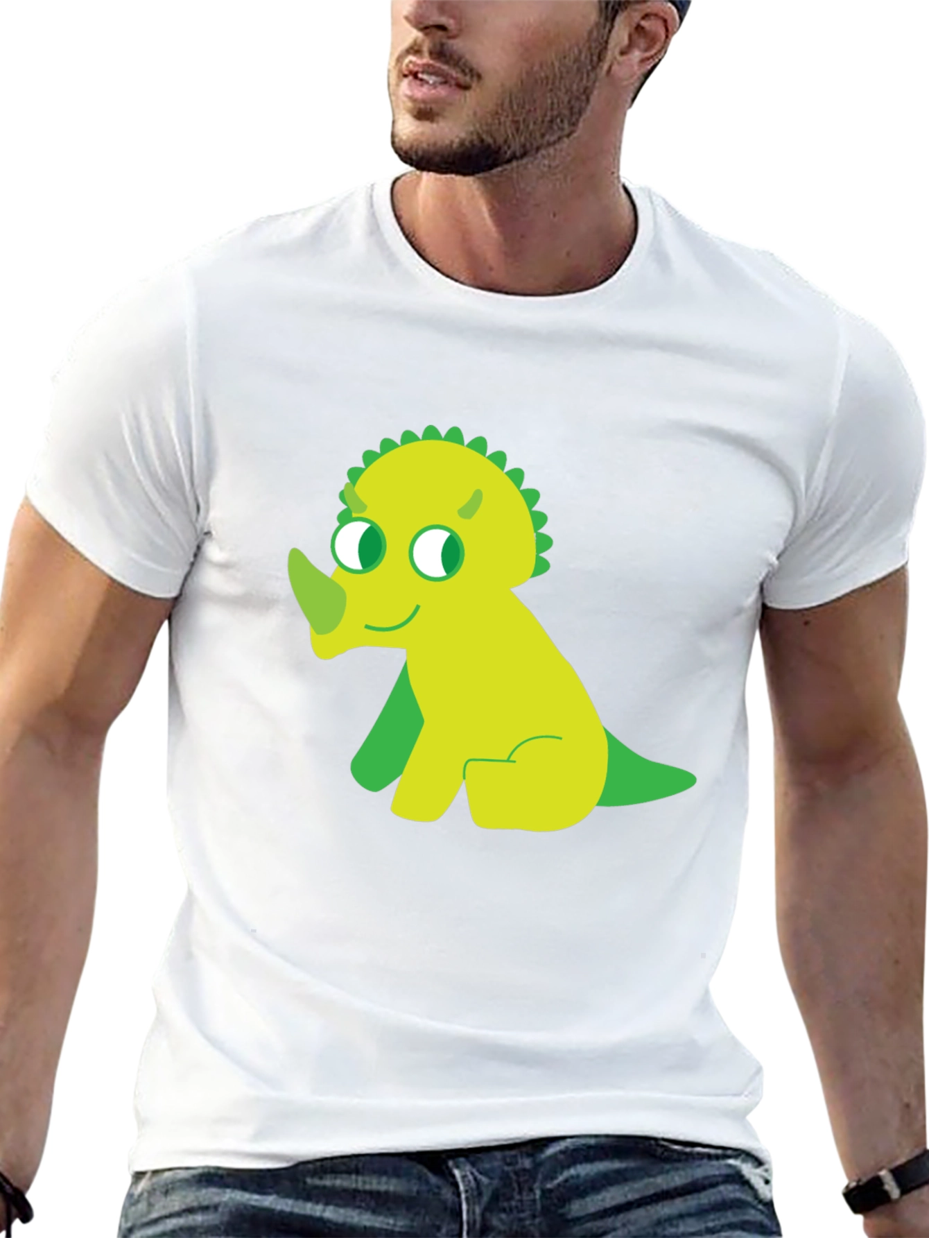 Cute Dino Graphic Tee - Black Cotton T-Shirt