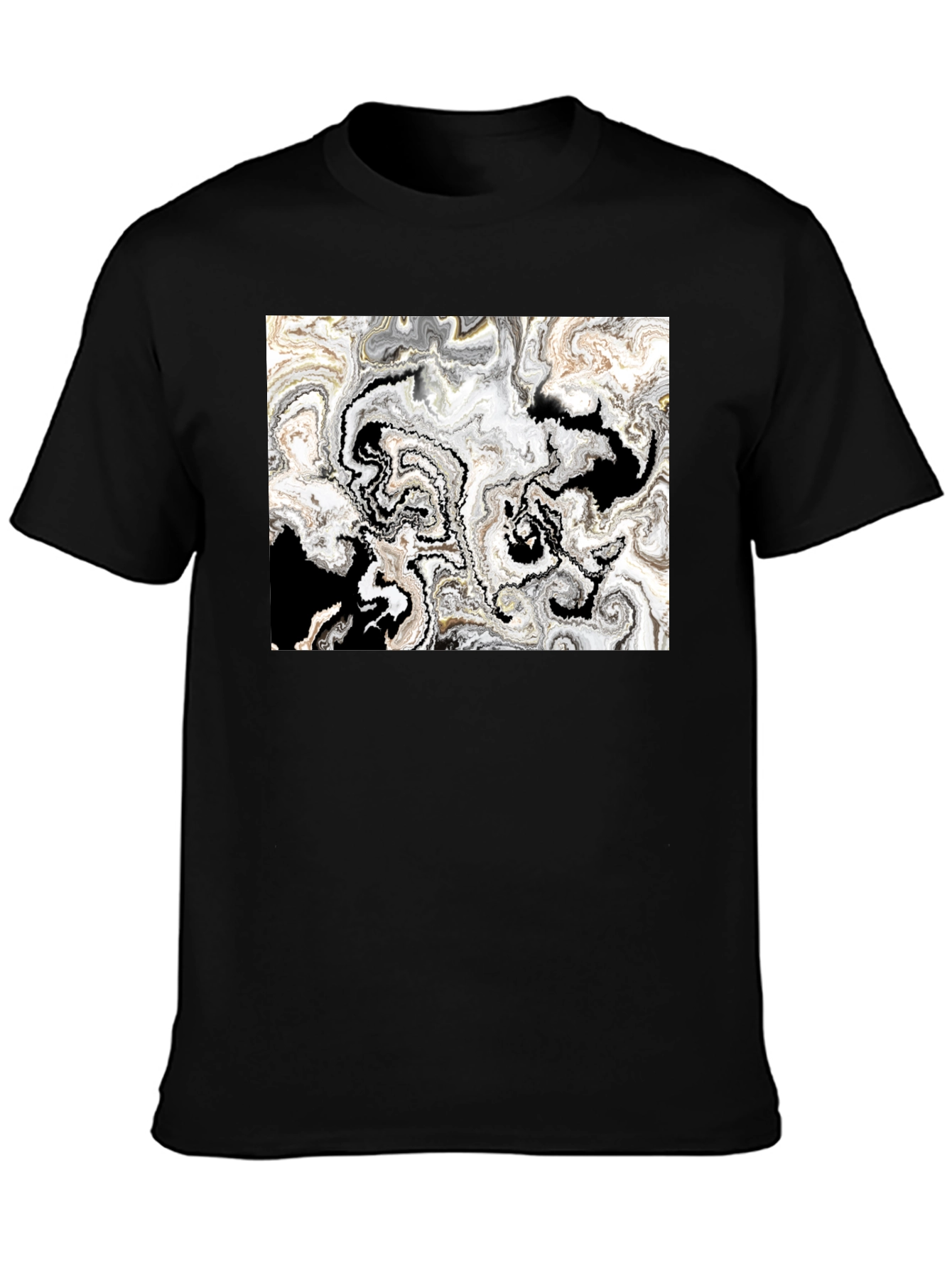 Abstract Art Graphic Tee - Black Cotton T-Shirt