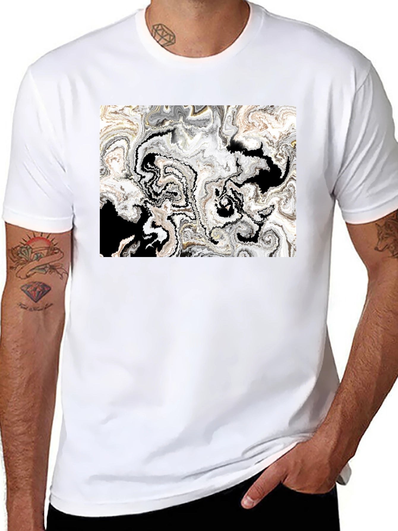 Abstract Art Graphic Tee - Black Cotton T-Shirt