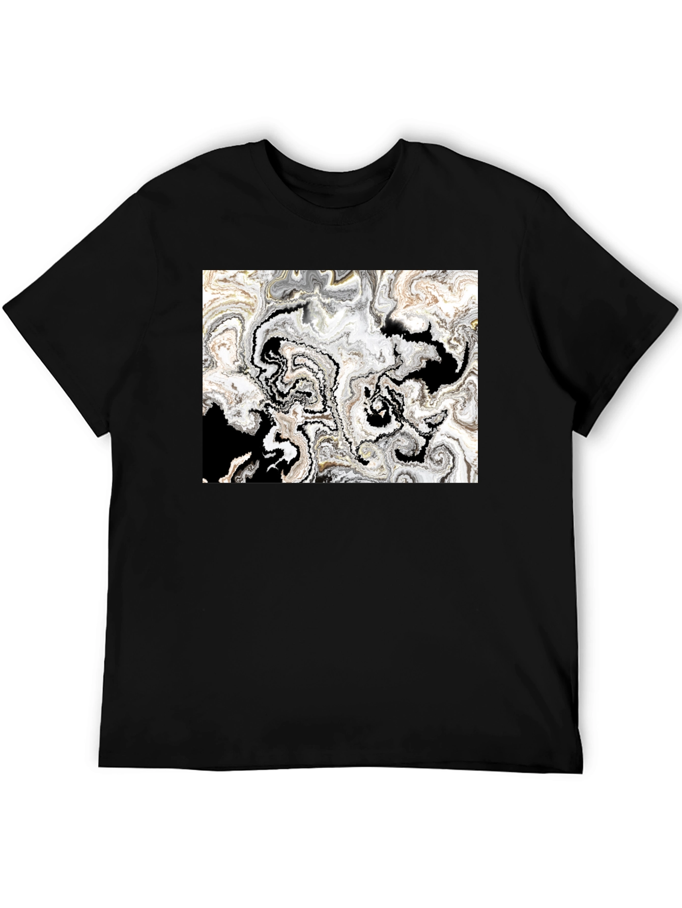 Abstract Art Graphic Tee - Black Cotton T-Shirt