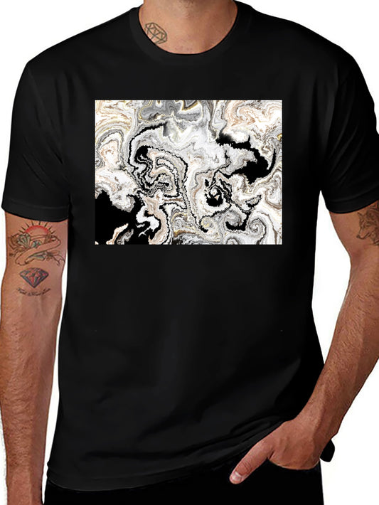 Abstract Art Graphic Tee - Black Cotton T-Shirt