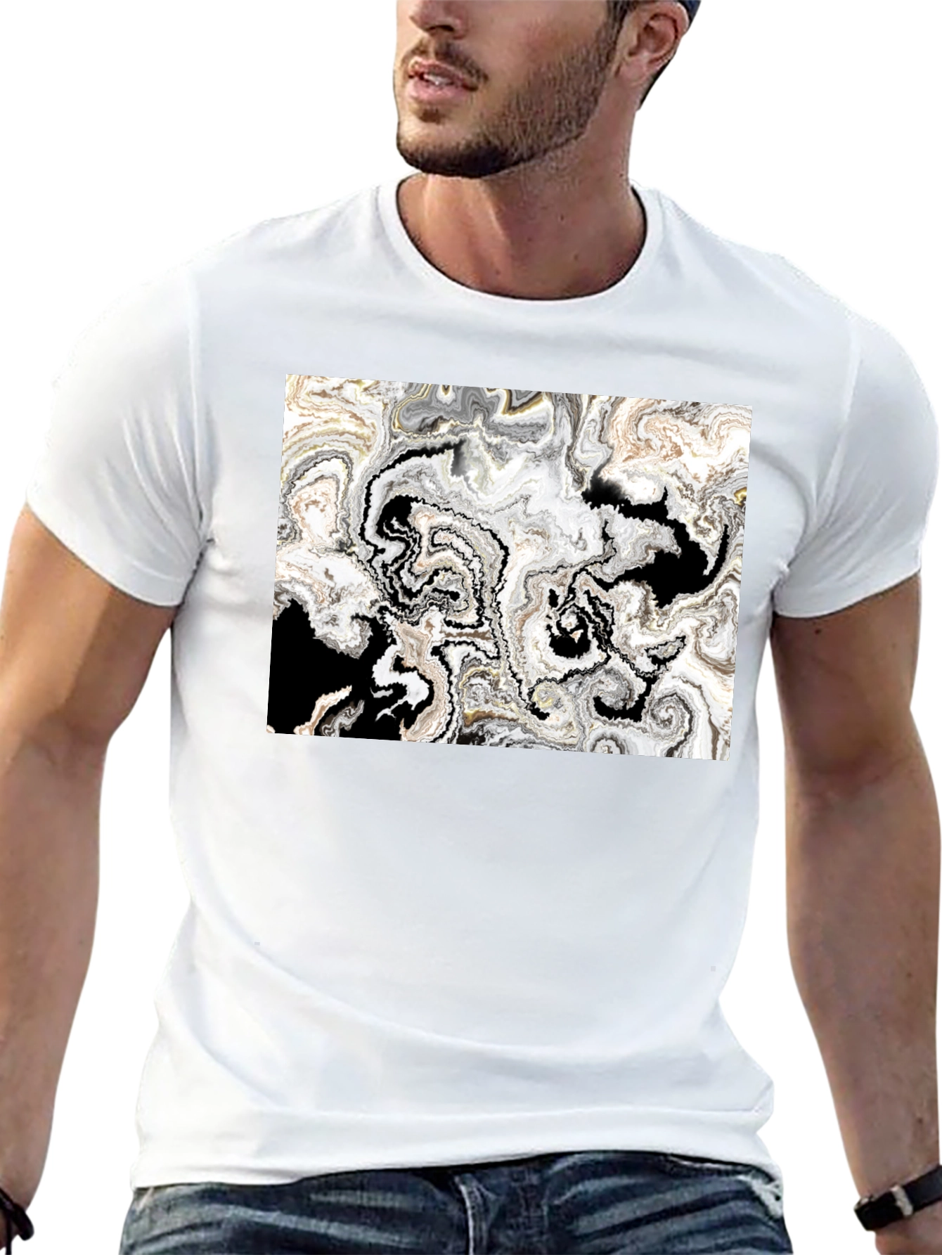 Abstract Art Graphic Tee - Black Cotton T-Shirt