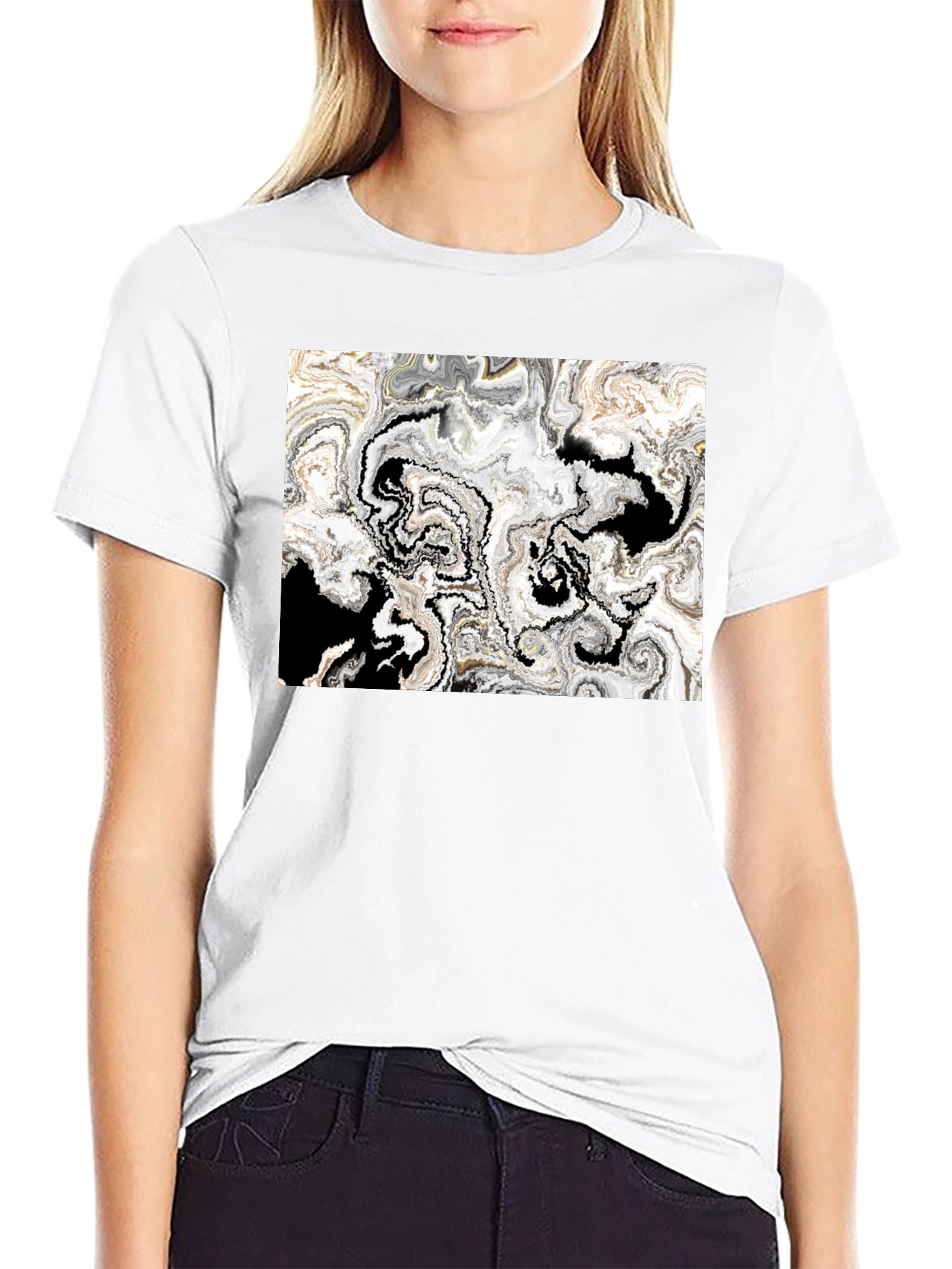 Abstract Art Graphic Tee - Black Cotton T-Shirt