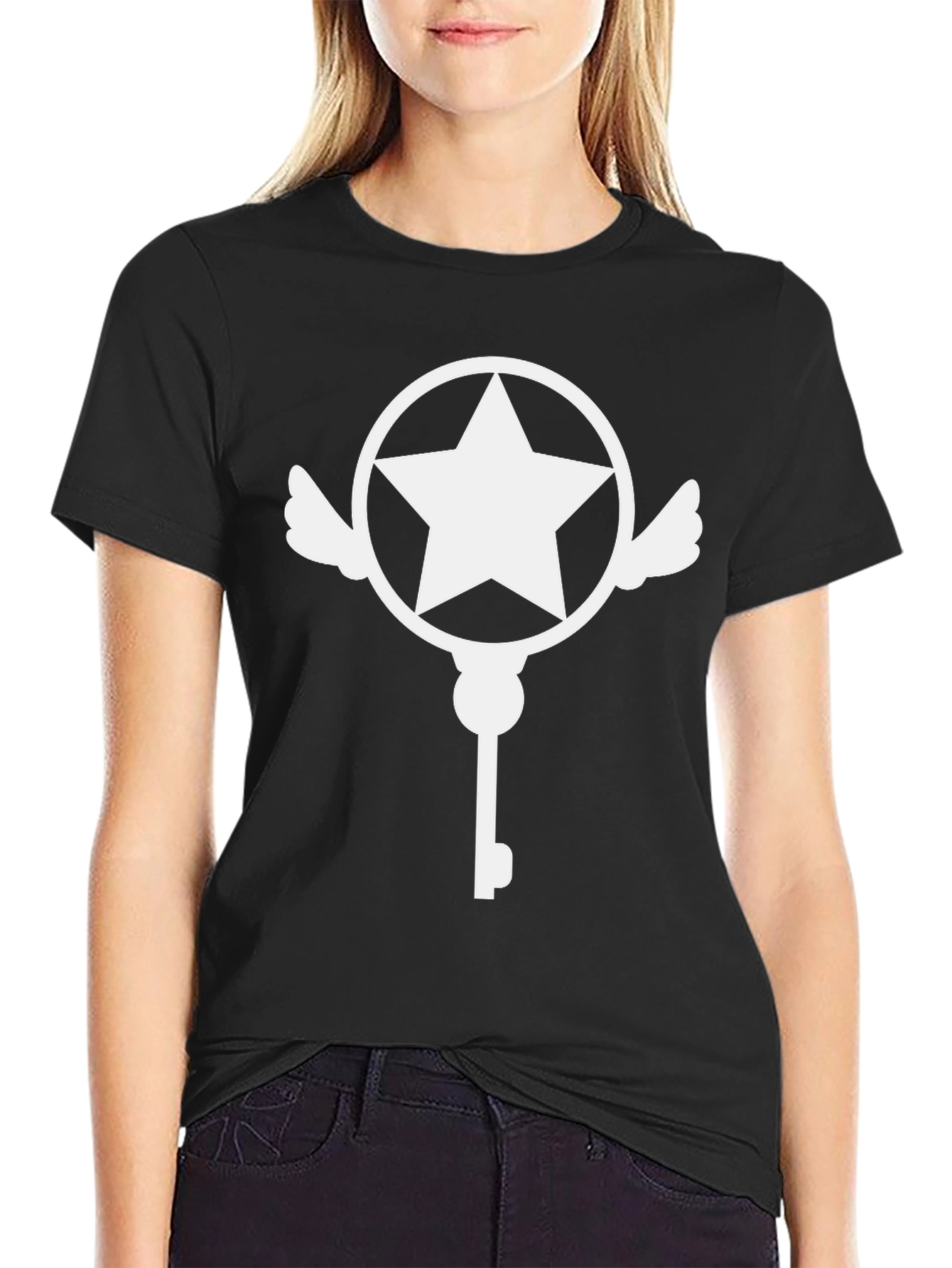 Star Key Graphic Tee - Stylish Black T-Shirt