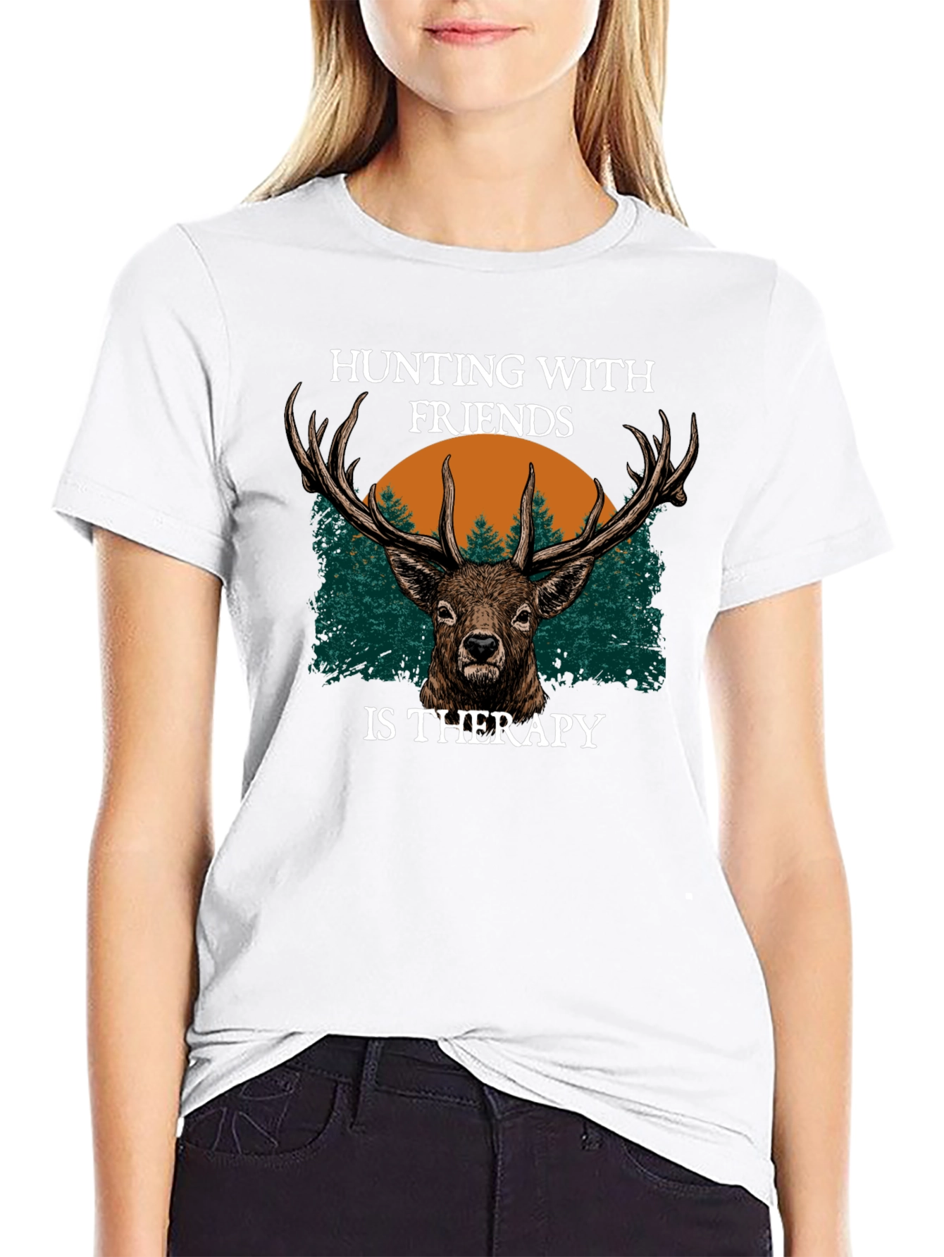 Hunting with Friends Therapy Graphic T-Shirt