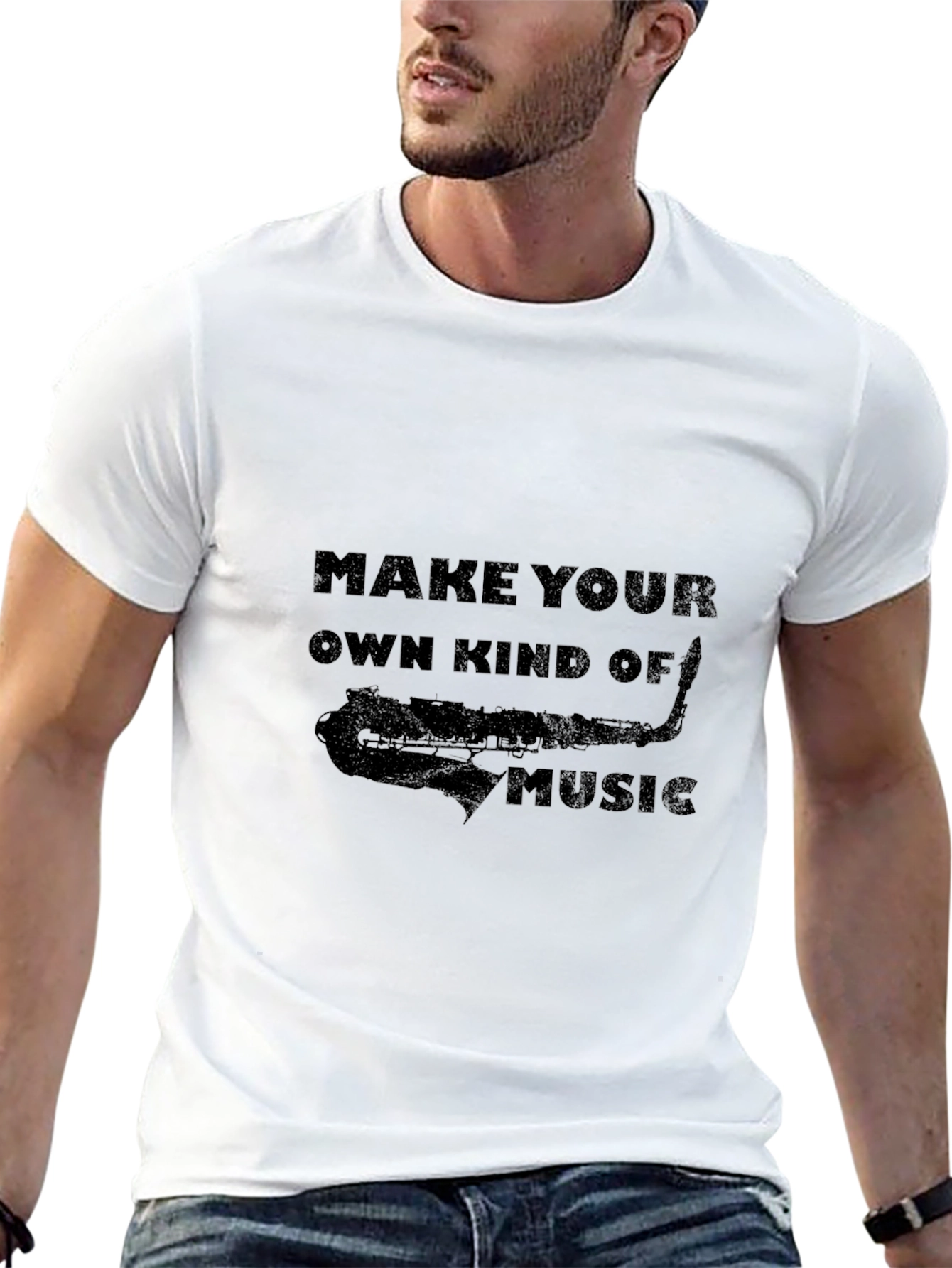 Saxophone Music Graphic T-Shirt - Black